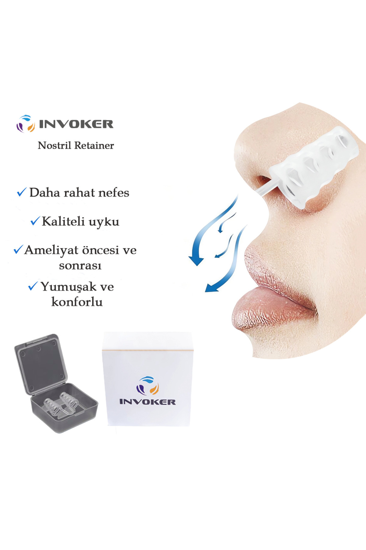 INVOKER-Anti-Snoring Nasal Dilator Intranasal Silicone Apnea Apparatus Nostril Nose Opener Silicone 4 Pieces m 6