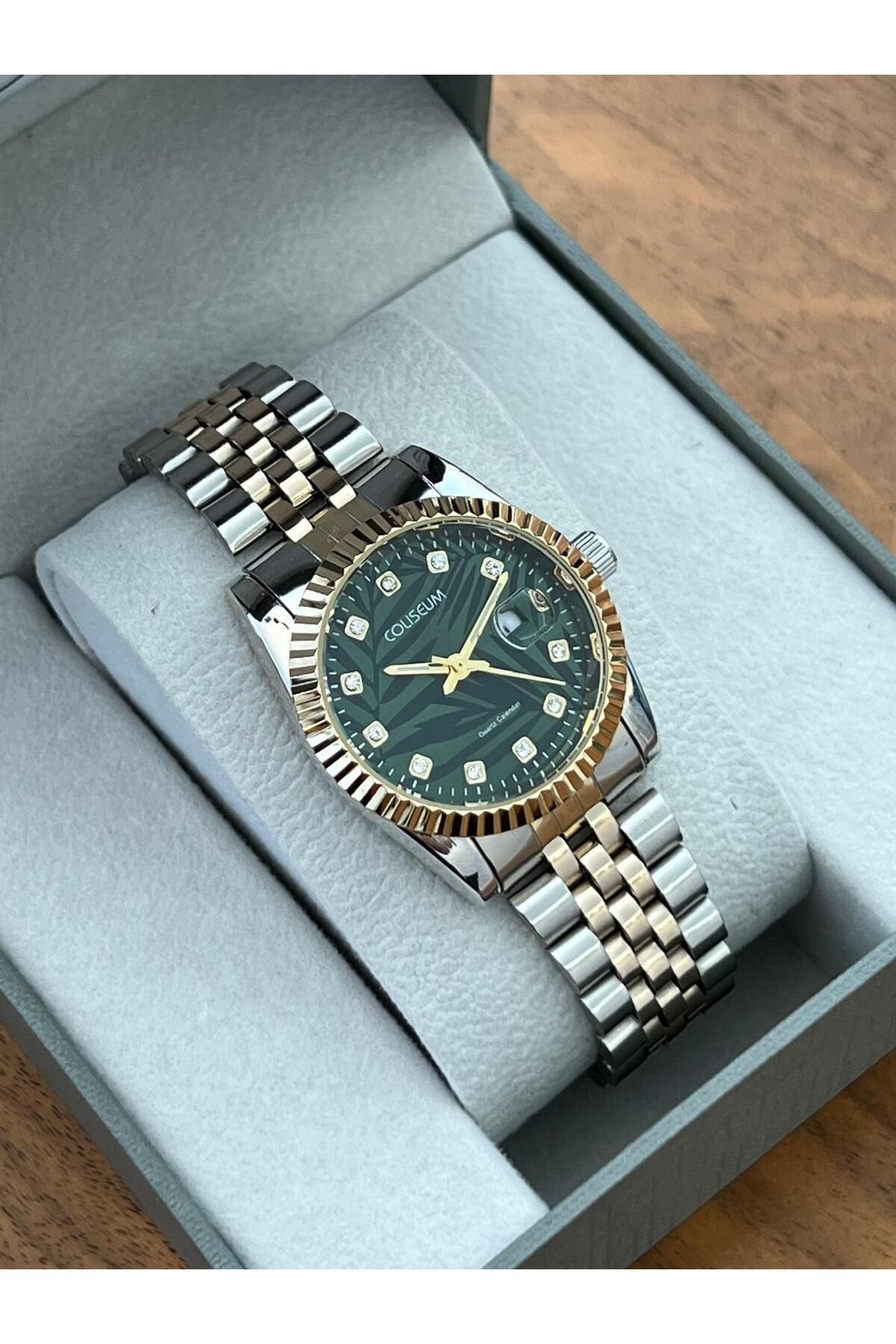 miaroza-New Model Rlx Yellow Bicolor Bracelet Green Dial Women Wristwatch 4