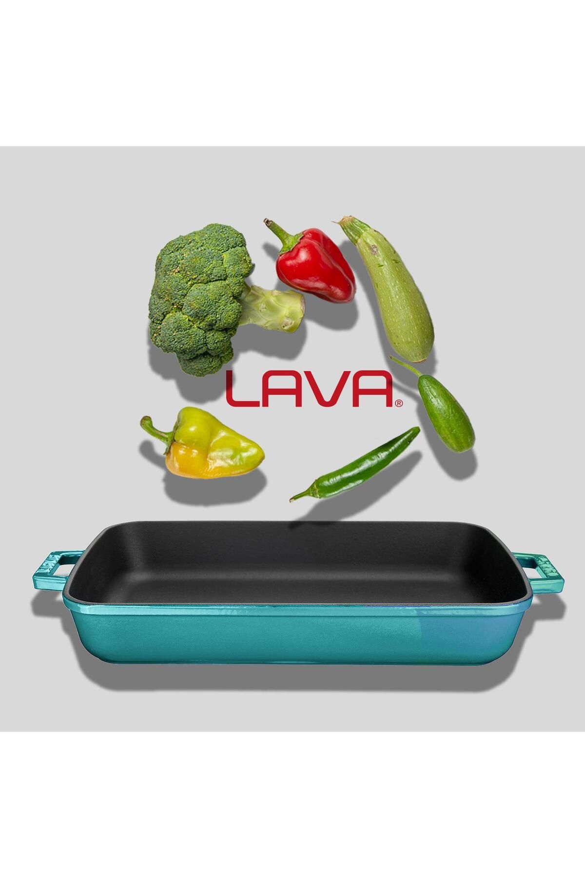 Lava-26X40Cm Rectangular Casting Tray - Iron Solid, Double Handles 7