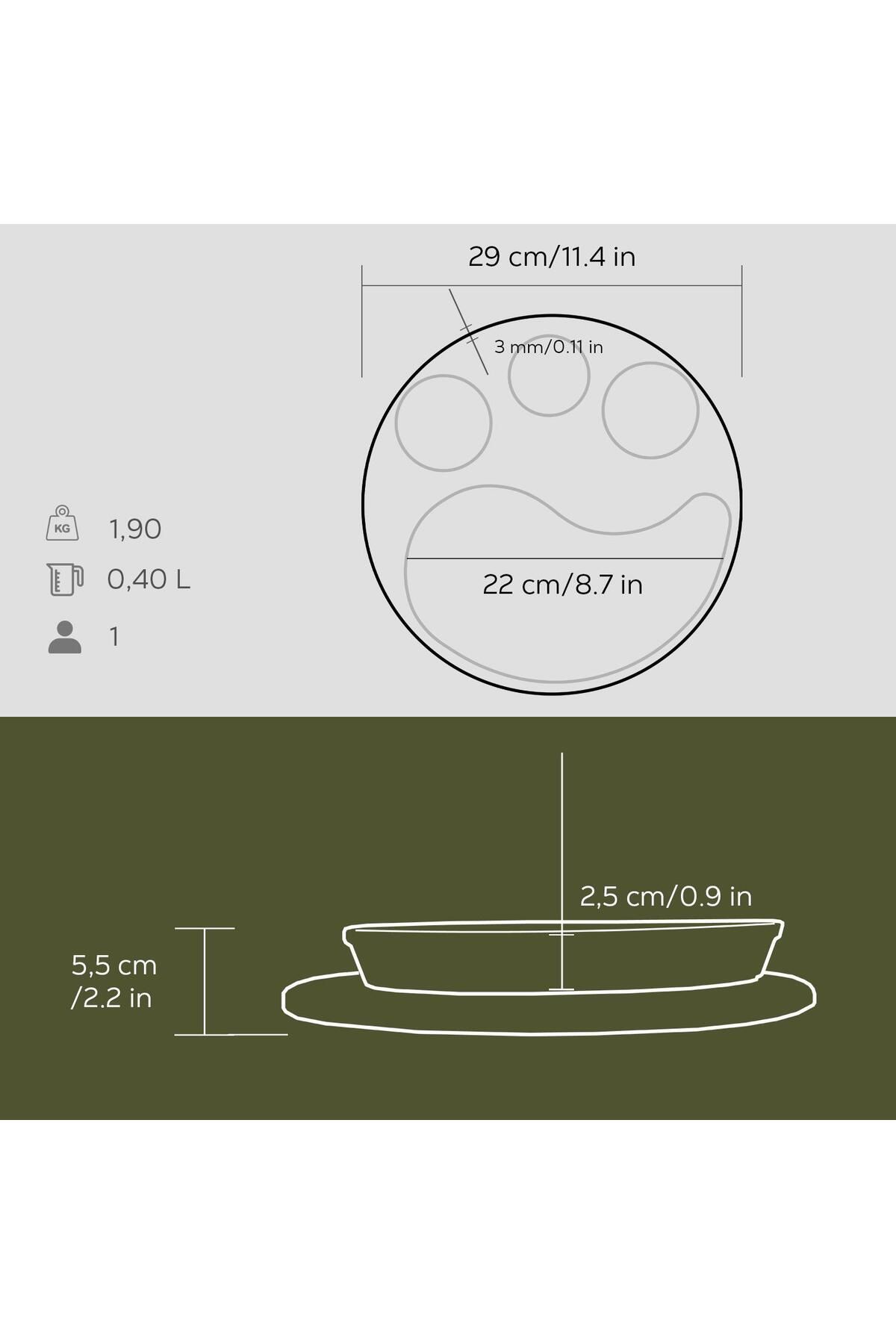 Lava-Yingyang Fajita Plate - Cast Drop Form, Beech Served, Wooden Size 10X20Cm 3