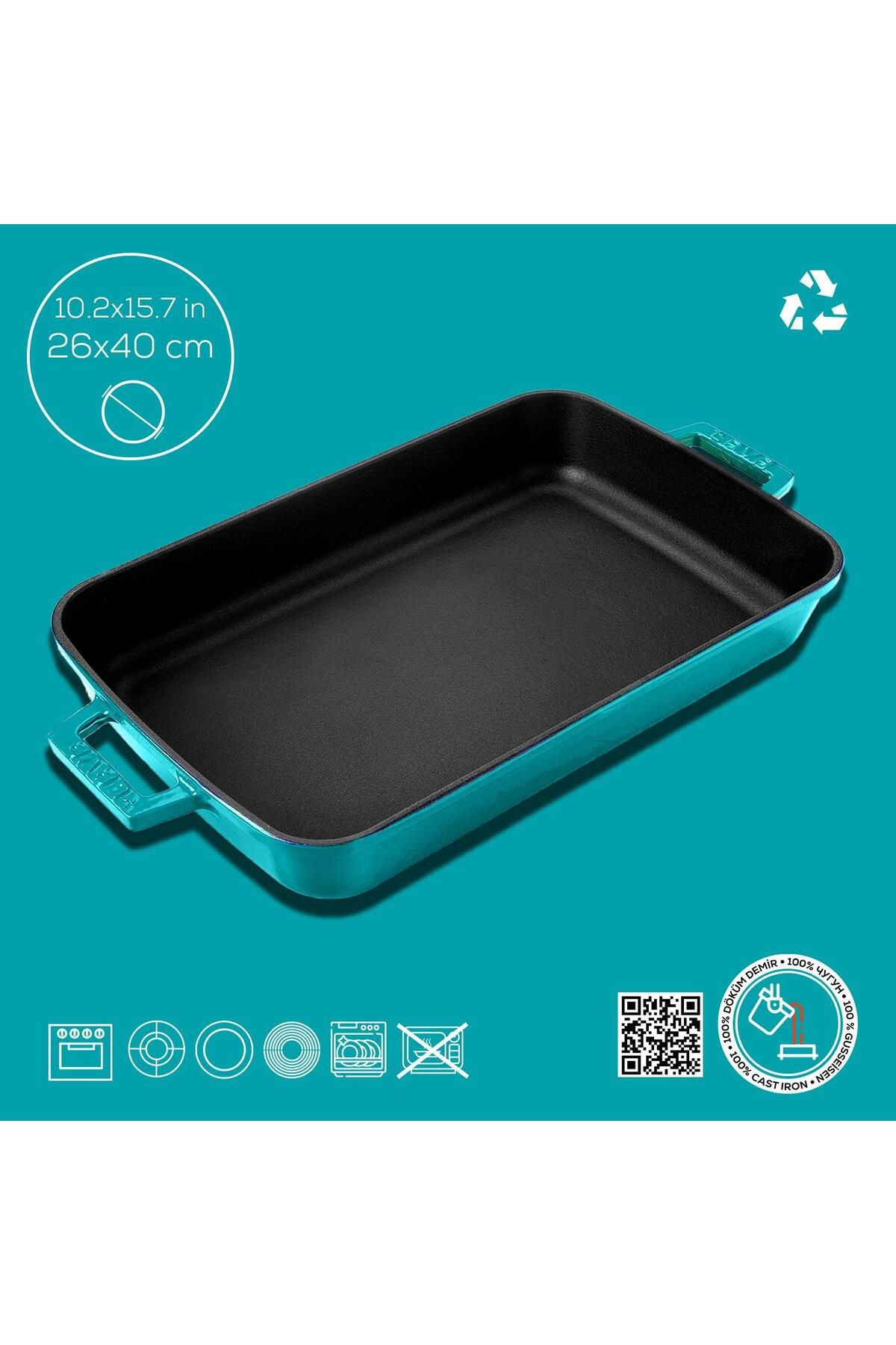Lava-26X40Cm Rectangular Casting Tray - Iron Solid, Double Handles 4