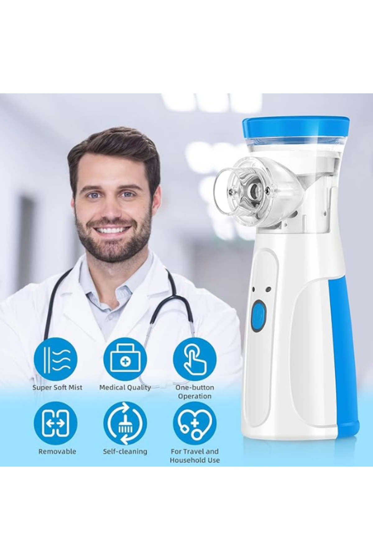 MACON-Portable Handheld Mesh Nebulizer Machine For Kids, Adults Home And Travel Use 6