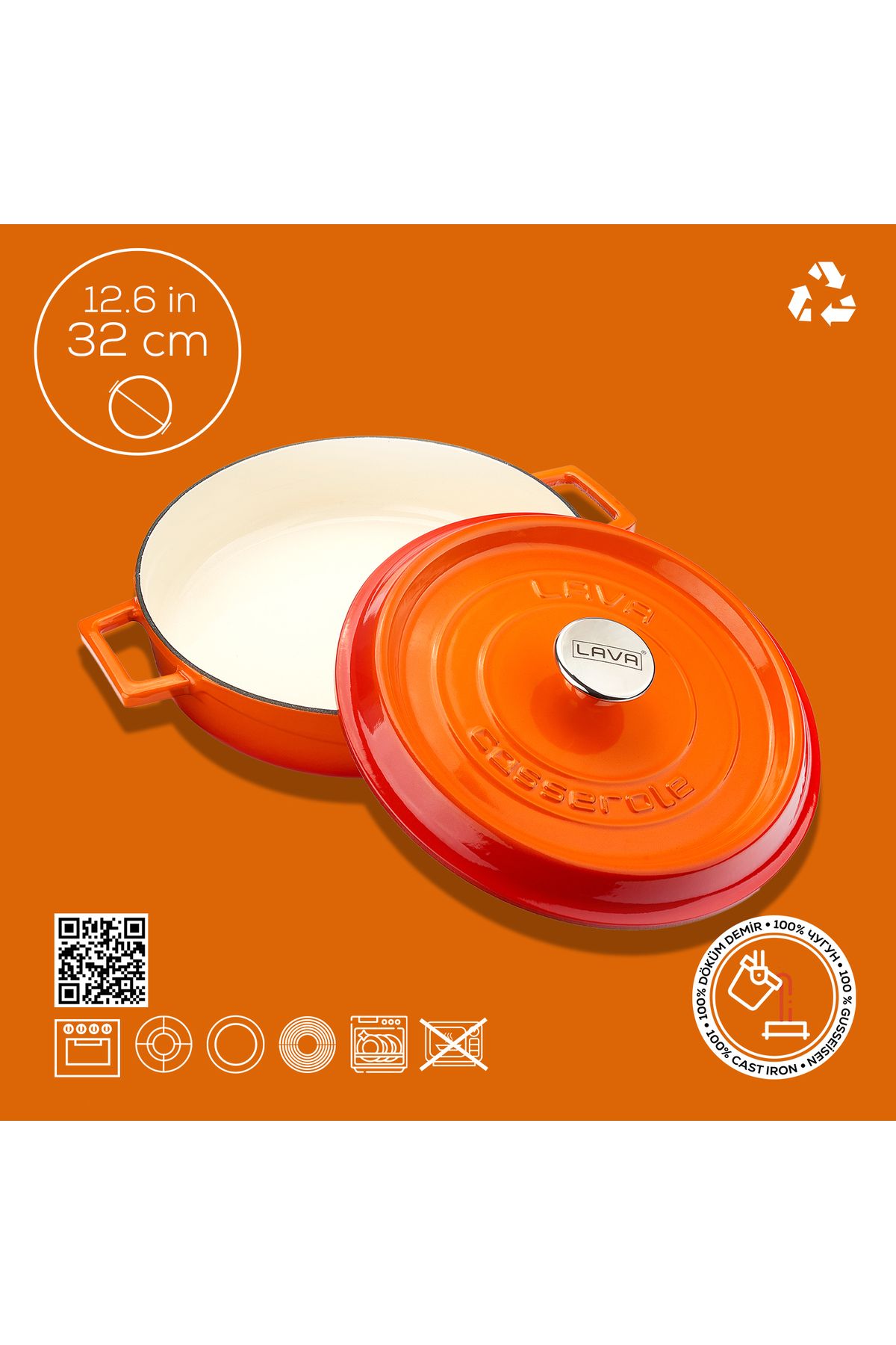 Lava-Casting Multi-Purpose Yayvan Pot Casting Iron Solid Handle Edition Series Diameter (Ø) 28 cm 4