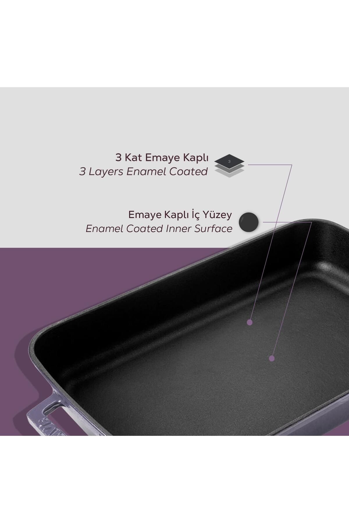Lava-22X30Cm Rectangular Rosto and Oven Tray - Cast Iron Solid, Double Handle Size 6