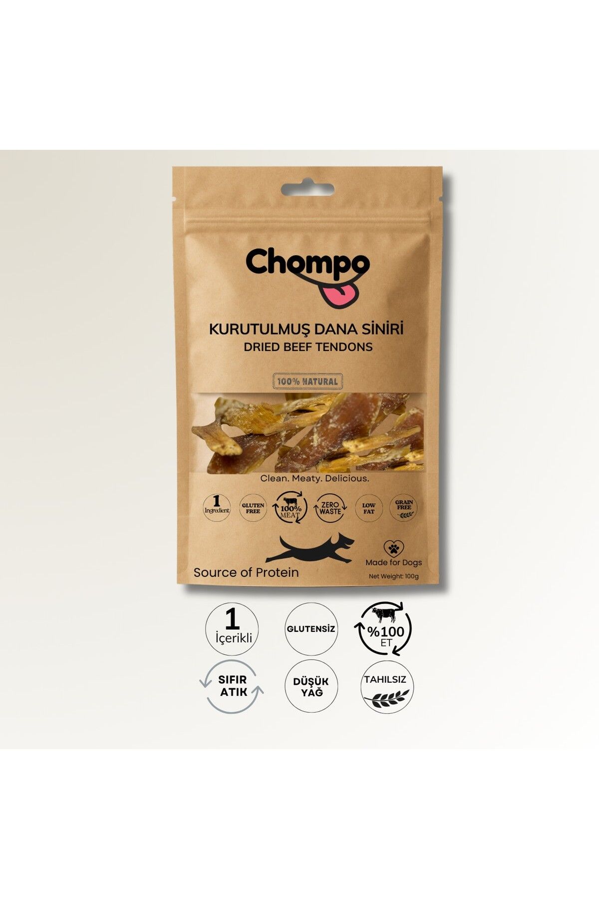 CHOMPO Kurutulmuş Dana Ense Siniri Köpek Ödülü 100 gr
