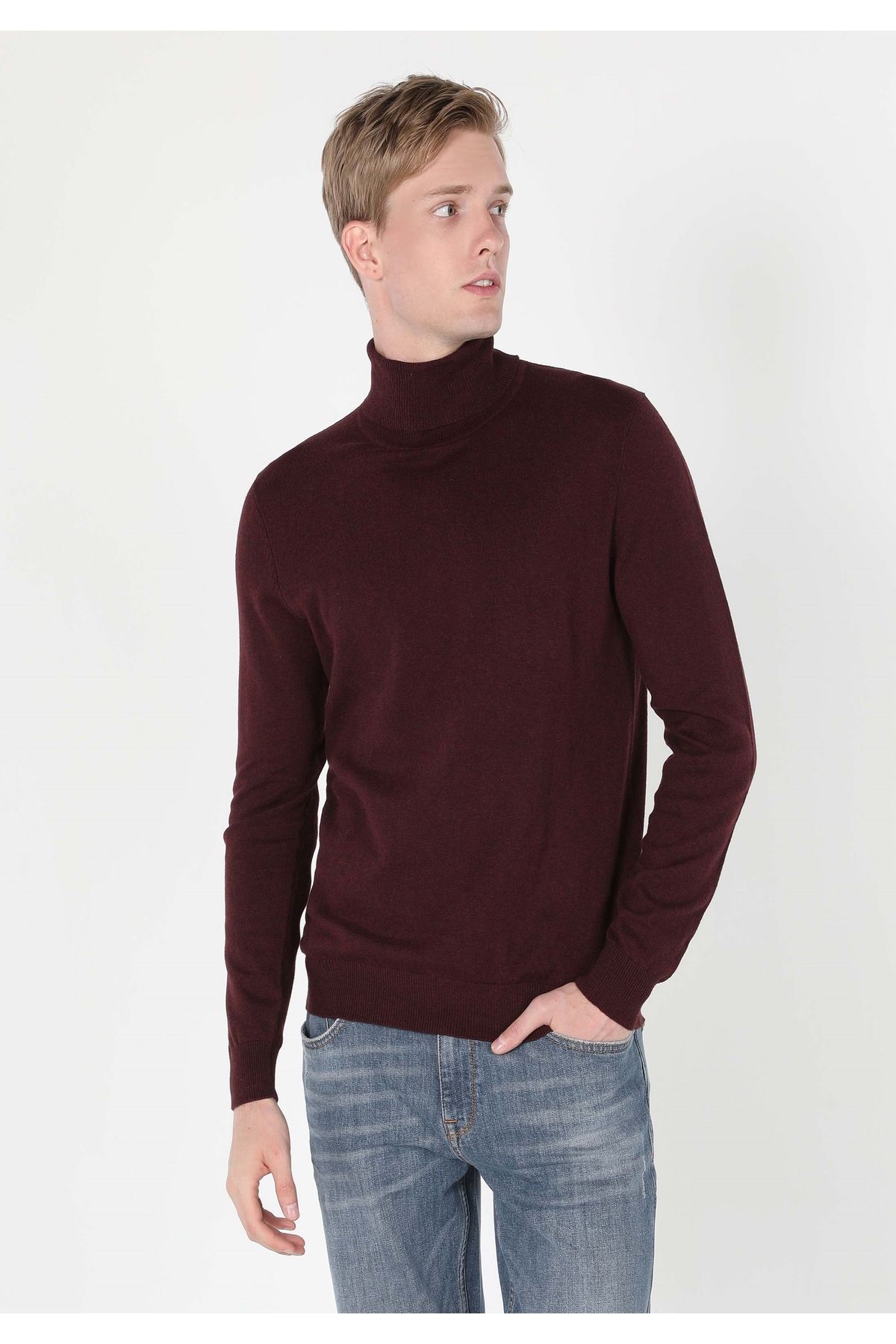 Colin's-Pulover mov pentru bărbați, cu gât țesut, jacquard 4