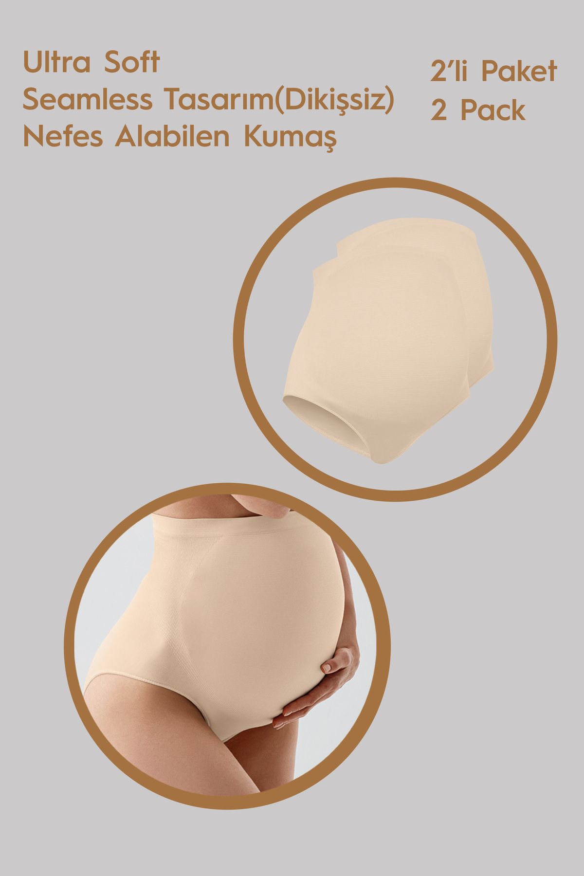 Artış Seamless (Dikişsiz) Yumuşak Dokulu Esnek Hamile Külodu 2'li Paket