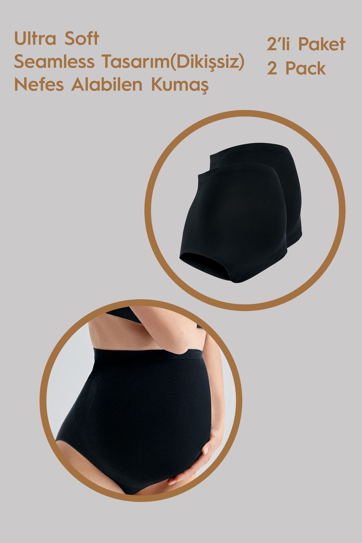 Artış Seamless (Dikişsiz) Yumuşak Dokulu Esnek Hamile Külodu 2'li Paket