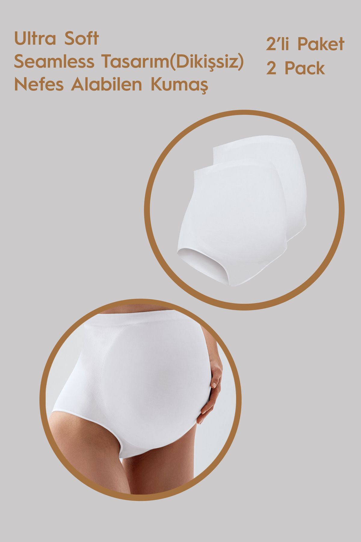 Artış Seamless (Dikişsiz) Yumuşak Dokulu Esnek Hamile Külodu 2'li Paket