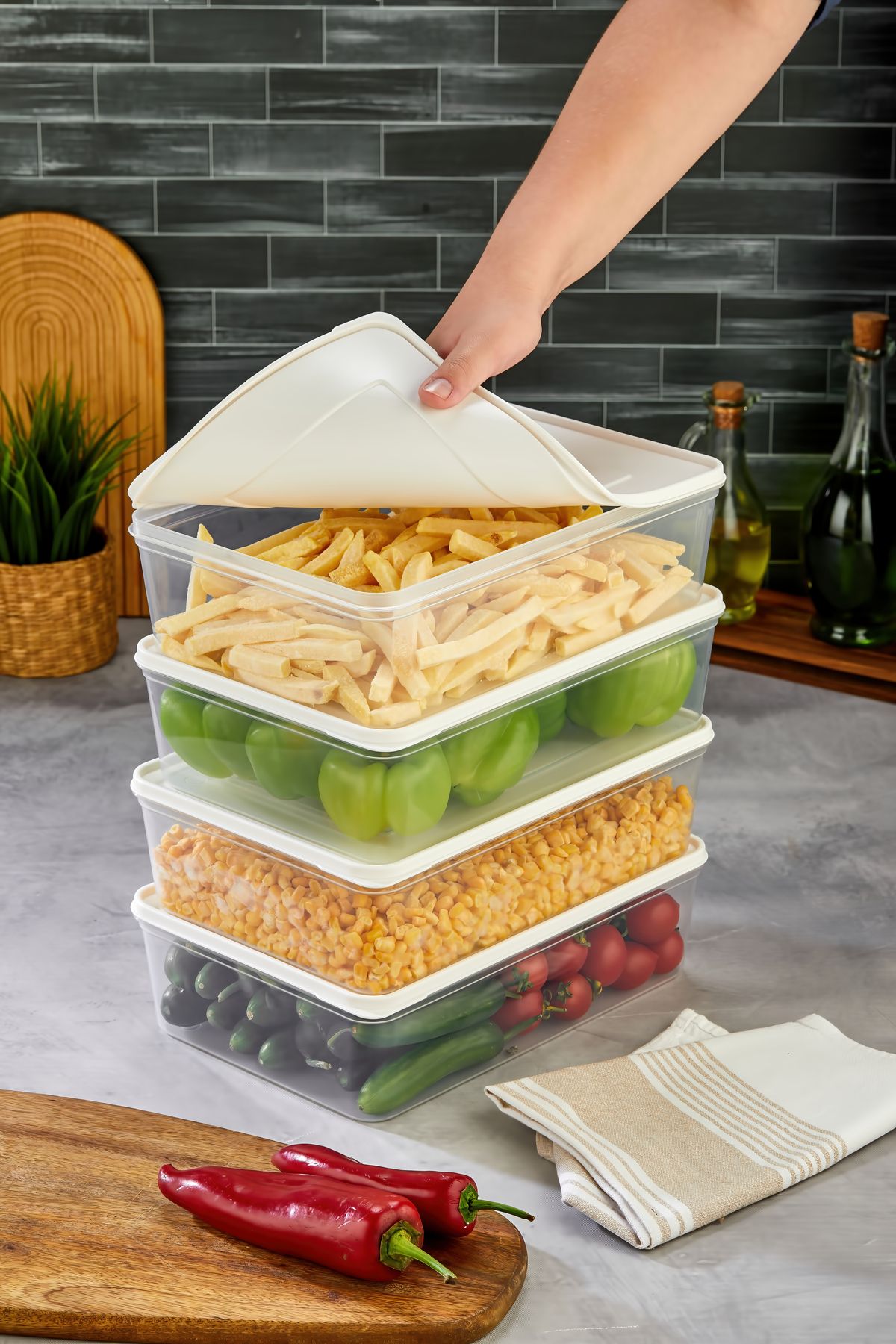 Espas Home-Freshkeep Storage Container Set of 10 Suitable for Microwave and Deep Freezer - White / 10*4000 ml 3