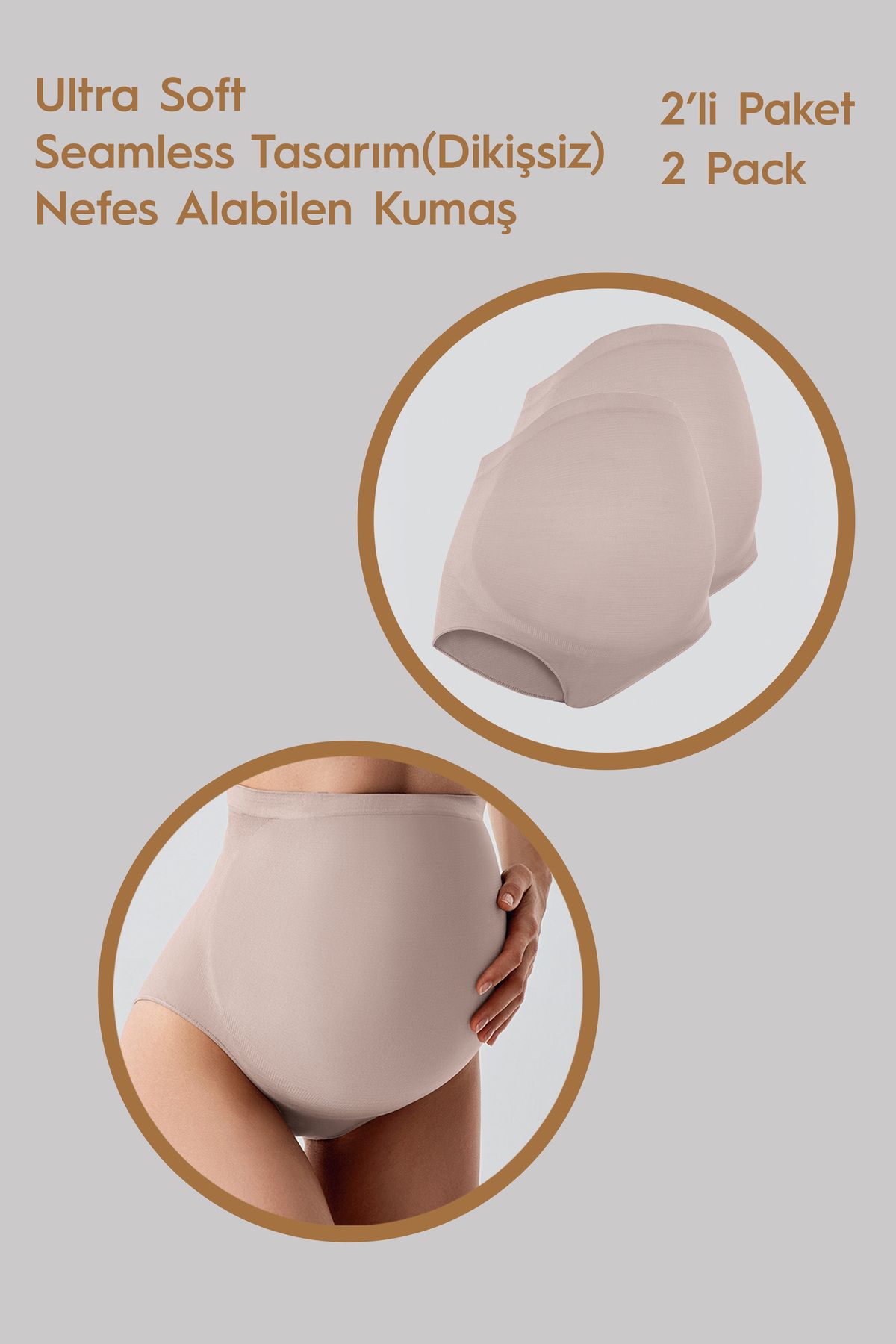 Artış Seamless (Dikişsiz) Yumuşak Dokulu Esnek Hamile Külodu 2'li Paket