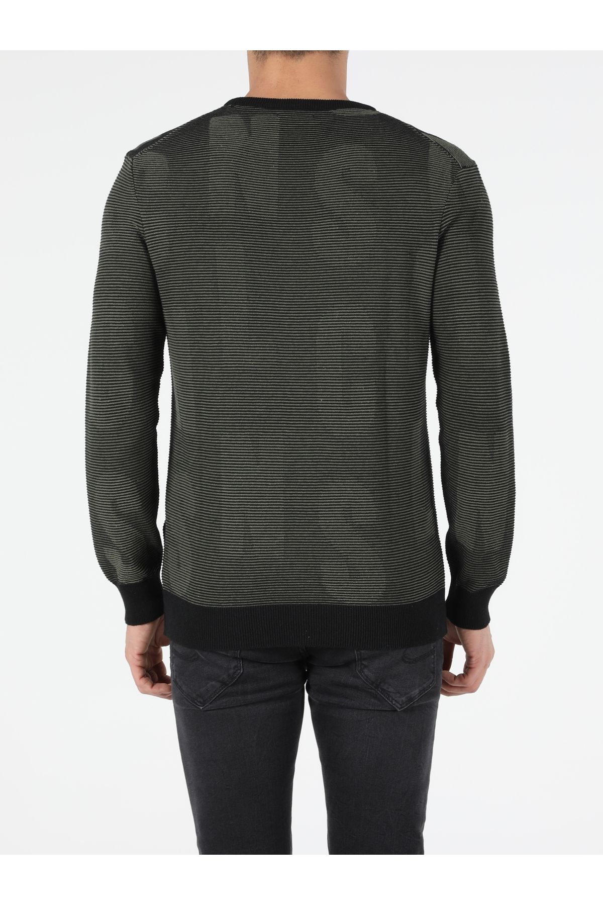 Colin's-Slim Fit Round Neck Men's Green Sweater 2