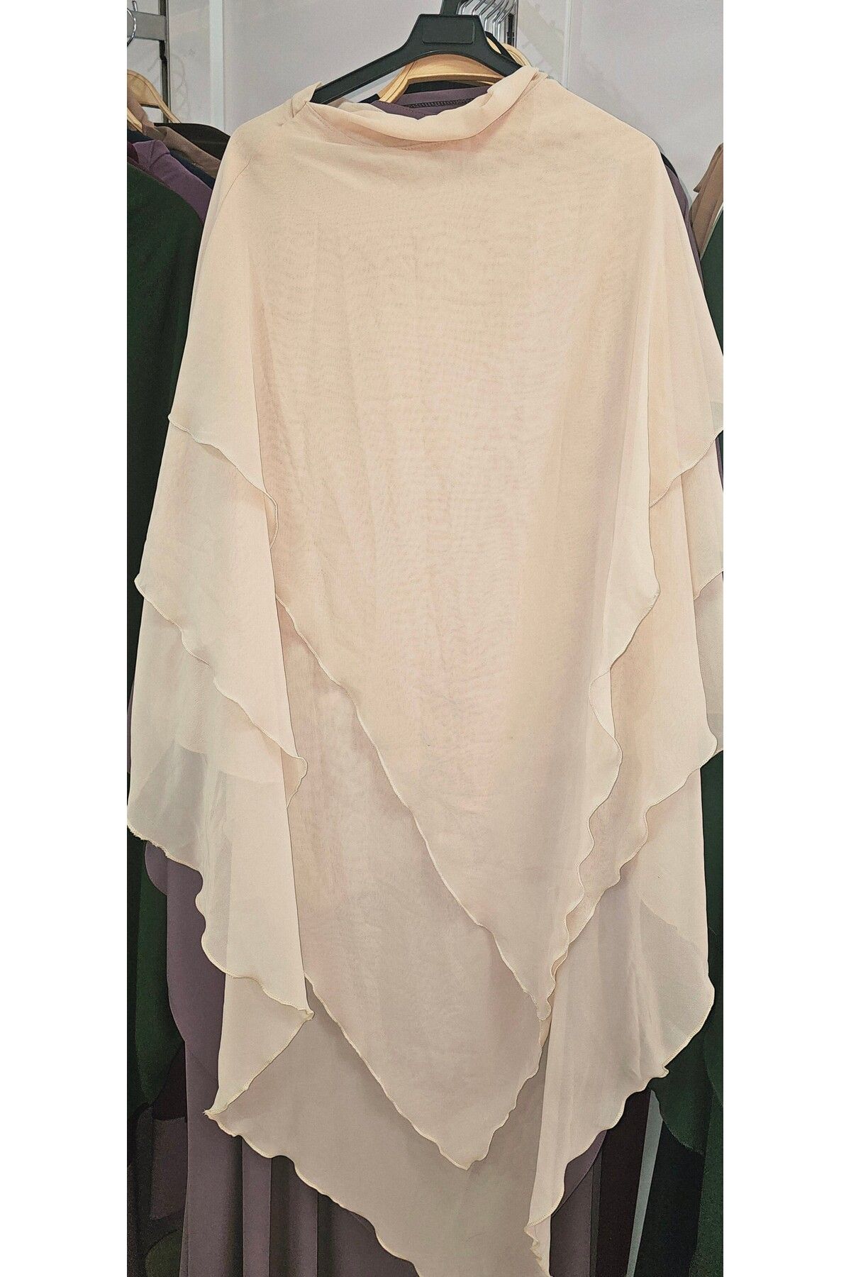 Rana-Copy - Ready Binding Three Layers Chiffon Hajj Umrah Shawl Souffle Khimar Hijab Black 2