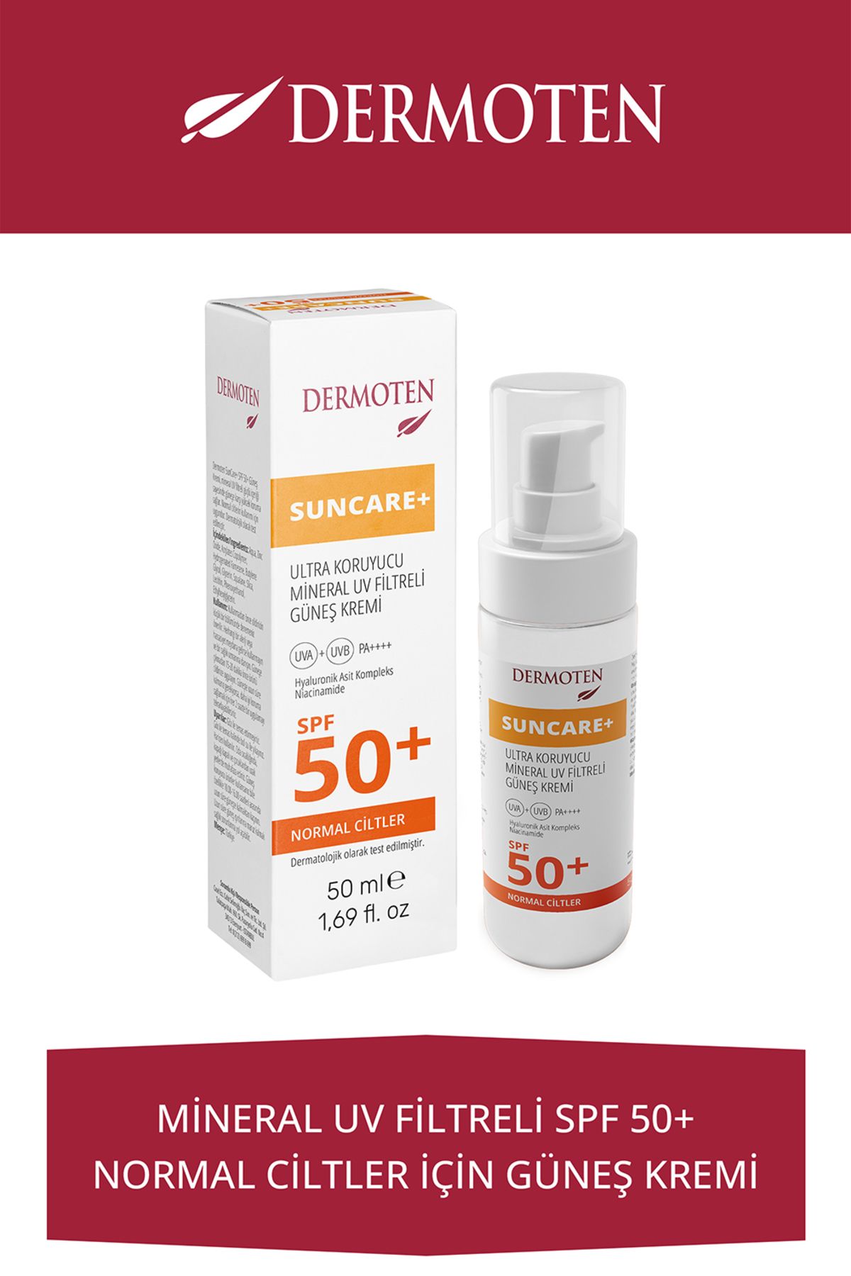 Dermoten Suncare Spf 50 Güneş Kremi Normal Ciltler Için