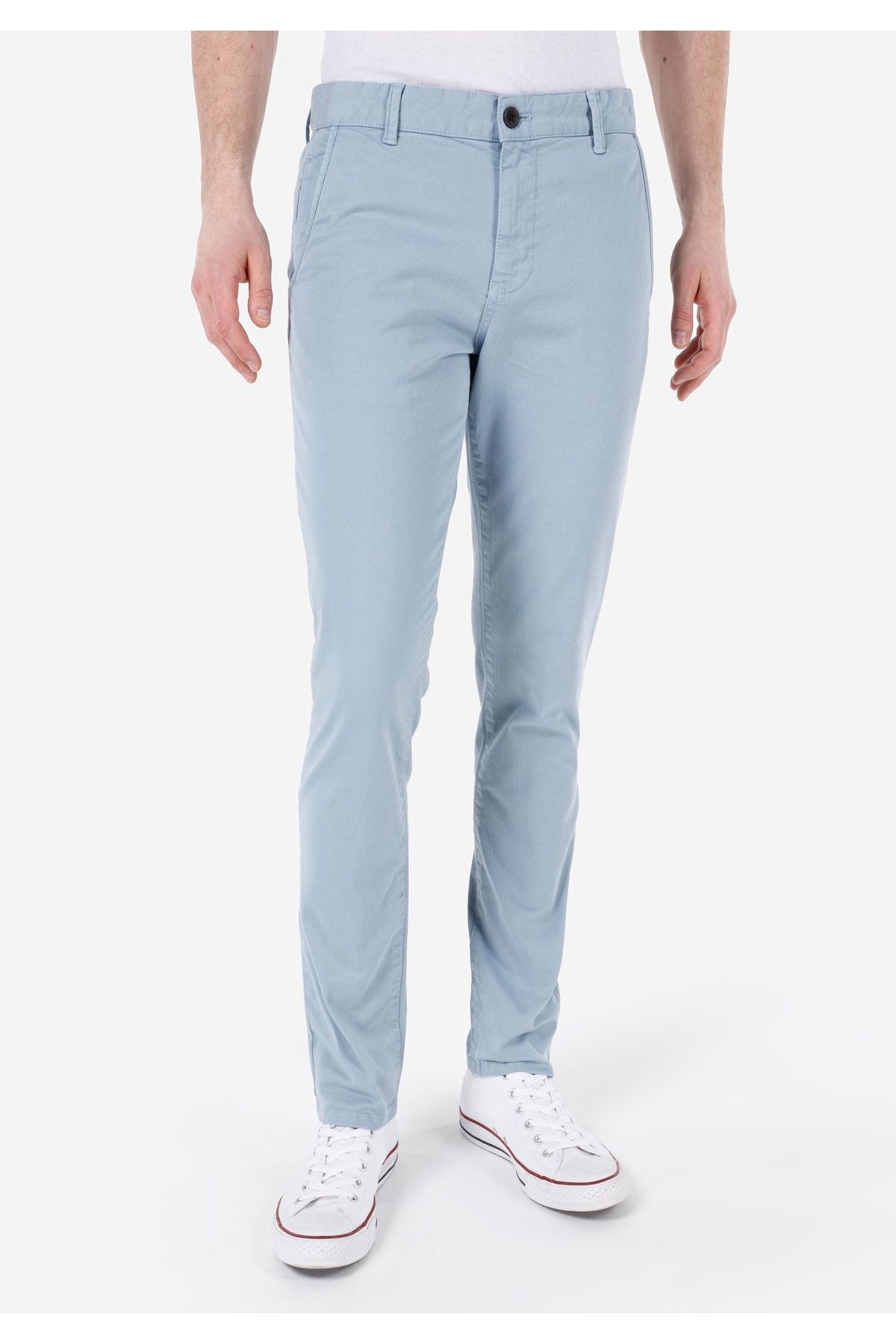 Colin's-Slim Fit Mid Waist Straight Leg Men's Blue Trousers 4