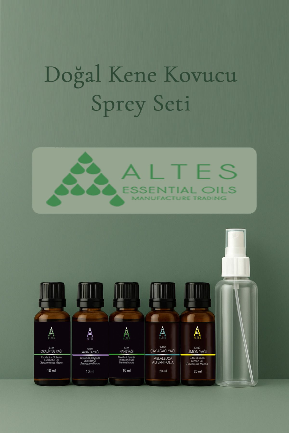 altes Doğal Kene Kovucu Sprey Seti – 5’li Uçucu Yağ + 200 ml Hazırlama Şişesi | %100 Bitkisel Koruma