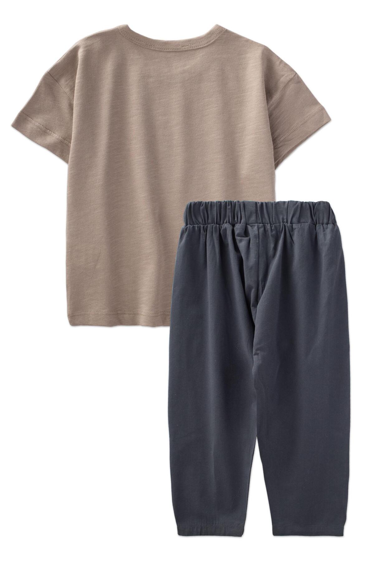 Cigit Baskılı Pantolonlu T-Shırt Takım 1-5 Yaş Gri fotoğrafı 2 (önizleme)