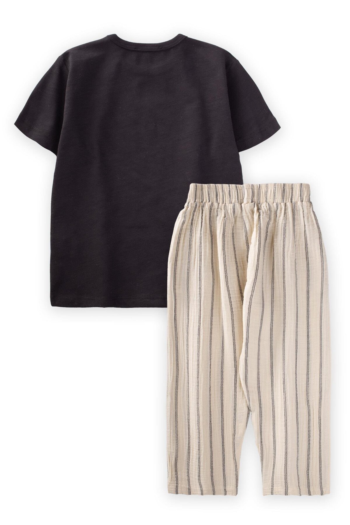 Cigit Bisiklet Baskılı Çizgili Müslin Pantolonlu Takım 2-7 Yaş Siyah fotoğrafı 2 (önizleme)