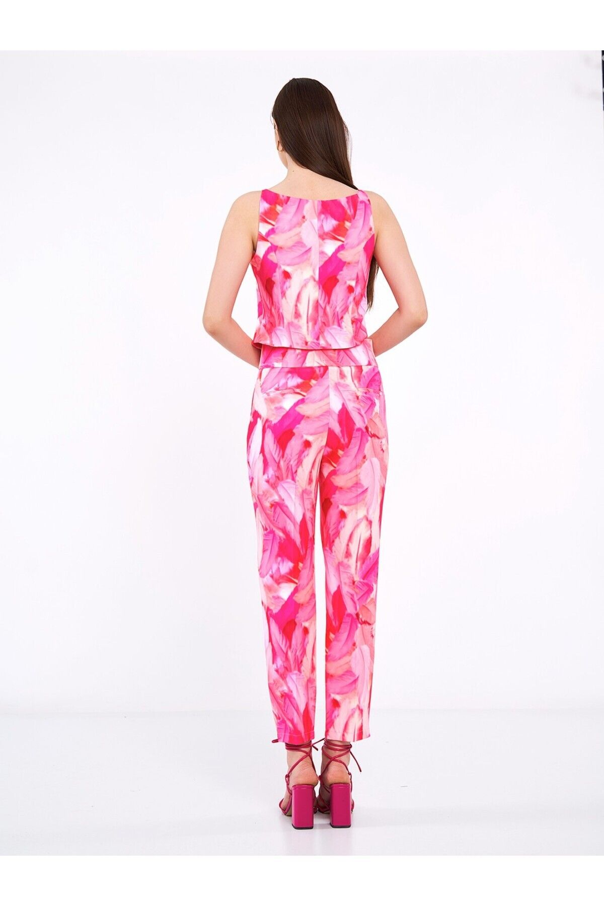 Swass-Limited Edition Pink Feather Pattern Trousers 7