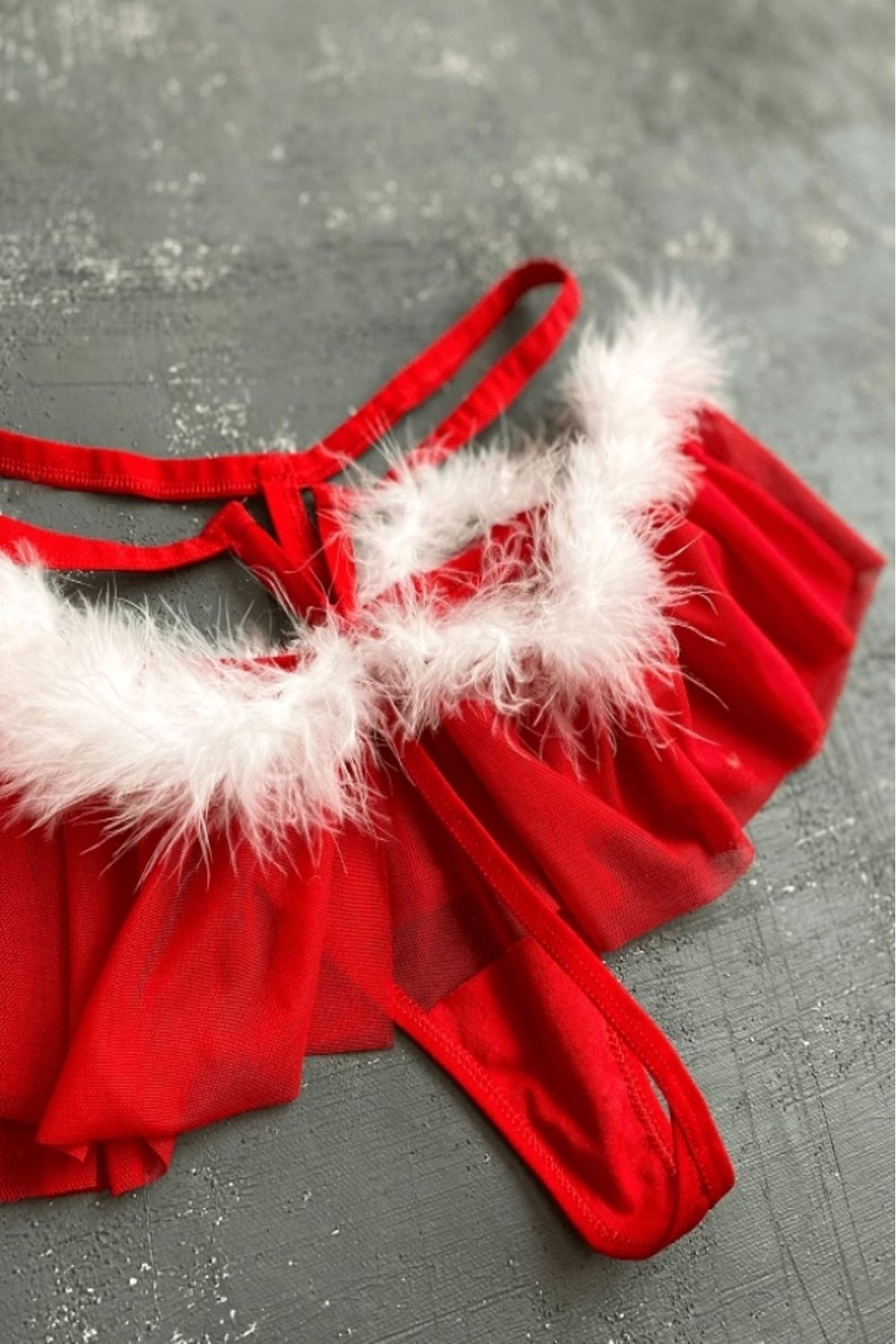 Gece İncisi-Transparent Tulle Elastic and Feather Detailed String 4
