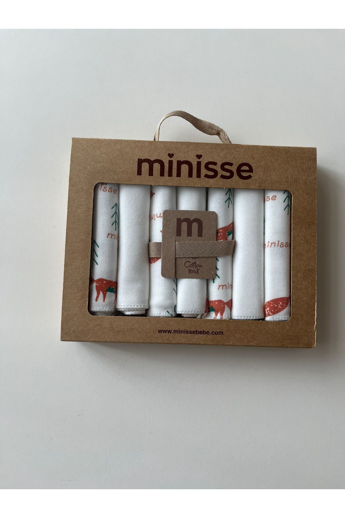 Minisse %100 Pamuk Yenidoğan Bebek Penye 7'li Ağız Mendili Set