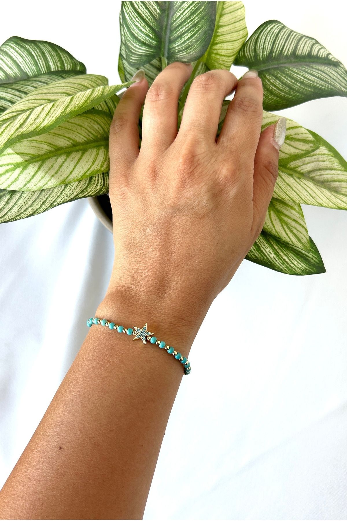 Alvora Accessories Yıldız Figürlü Turkuaz Boncuk Paslanmaz Trend Bileklik