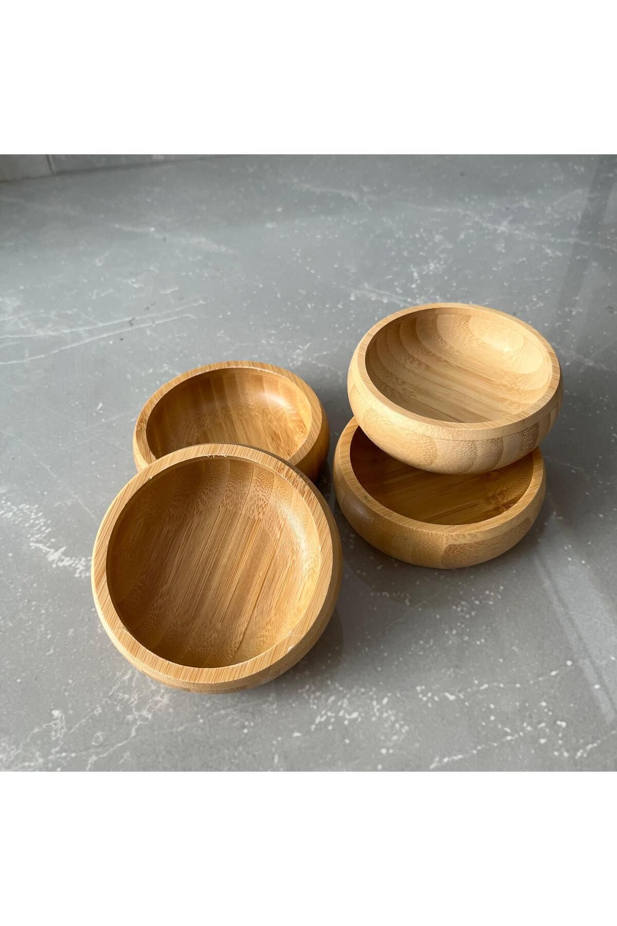 LİNGO HOME 4'lü Bambu Çerezlik Kase - 10 cm