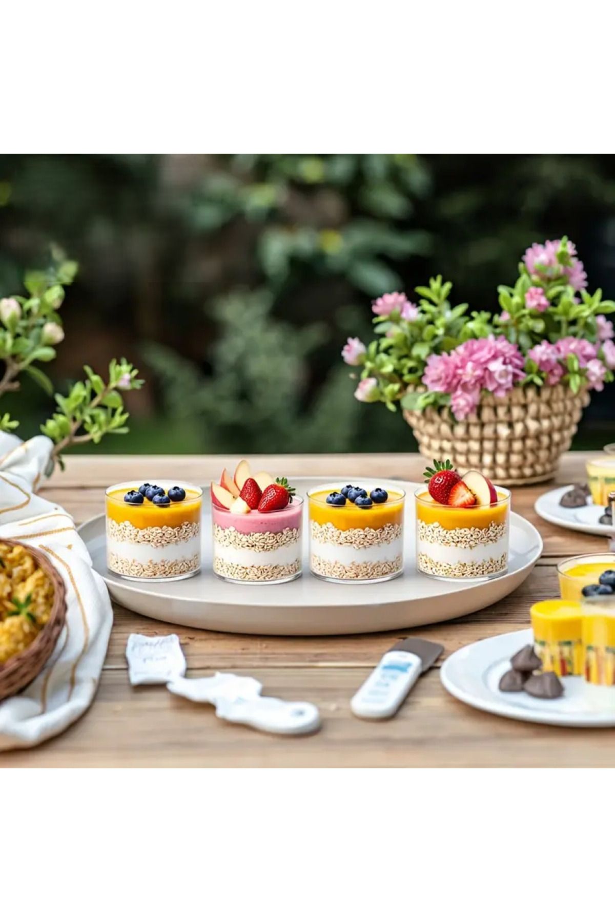 Noah Exclusive 400 ml (4'lü Set) Borosilikat Cam Sunum Kasesi - Magnolia - Puding - Reçel - (9 cm x 7 cm)