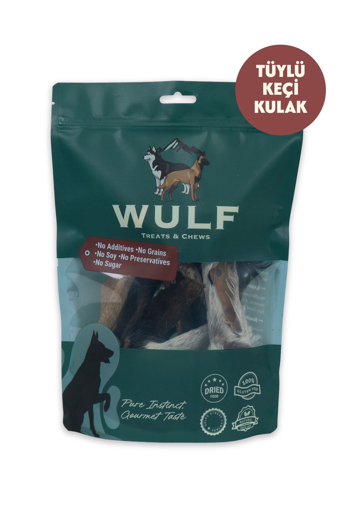 WULF Tüylü Keçi Kulak %100 Doğal Köpek Ödül Maması