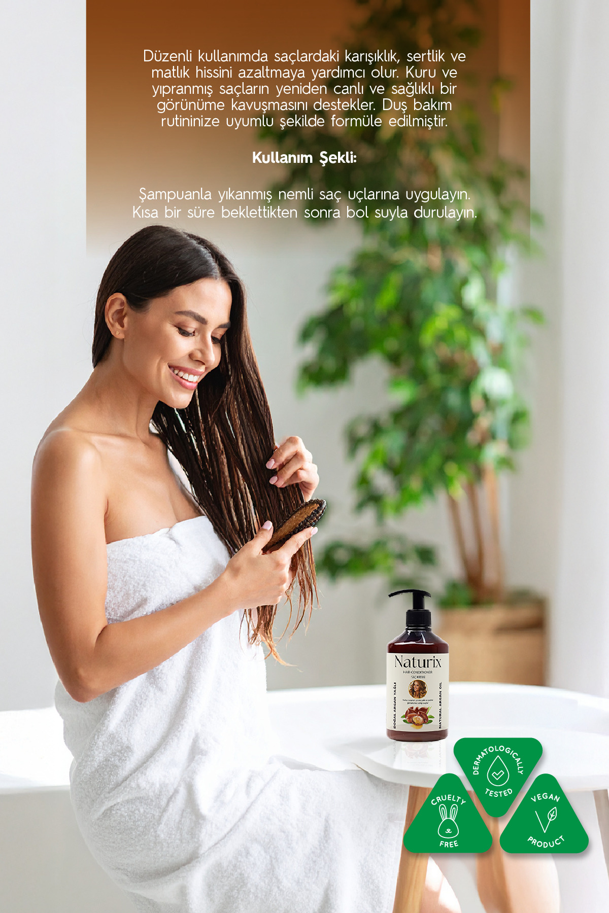 Argan Yağlı Saç Bakım Kremi | Tuzsuz, Tüm Saç Tipleri Için Onarıcı Bakım - 500 ml — 8697447292826 — تصویر 4 از 4