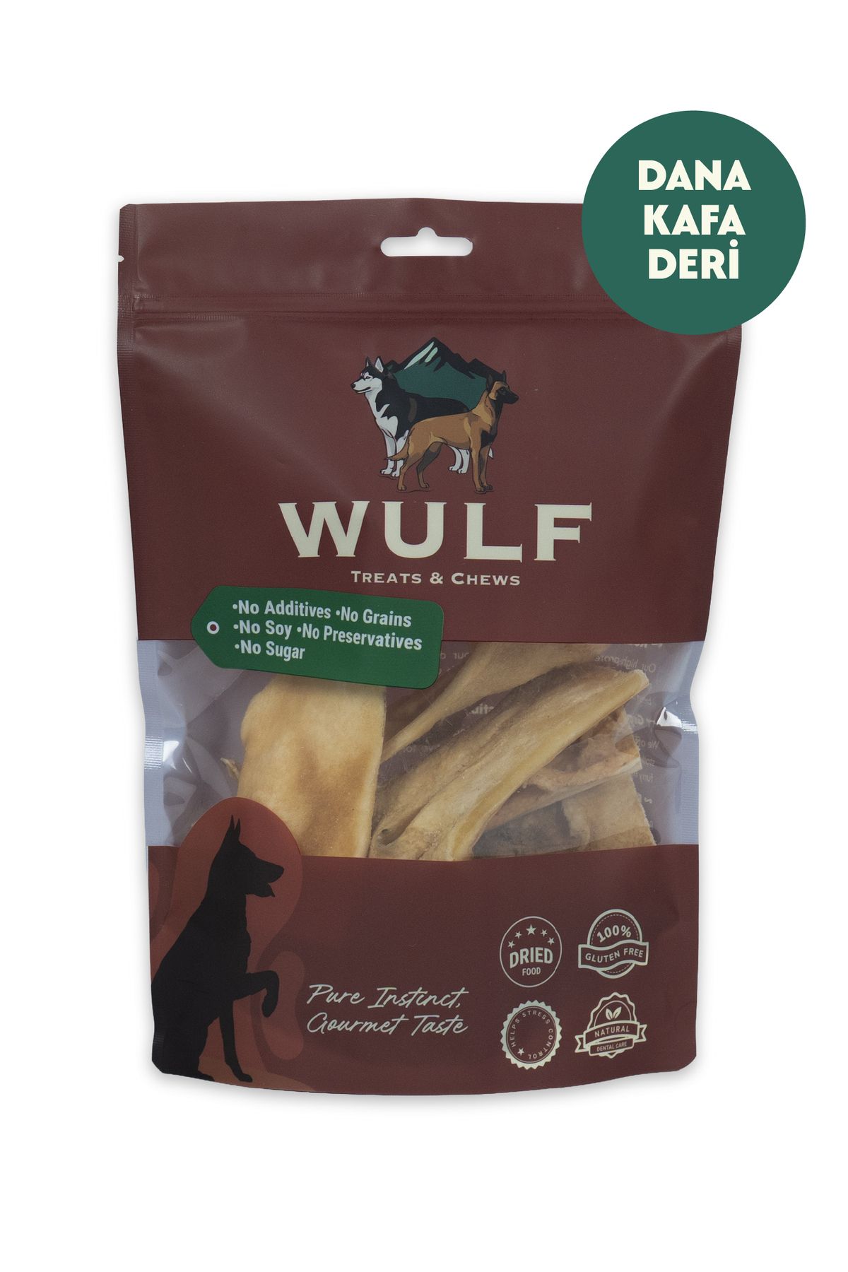 WULF Dana Kafa Deri 100 Gram %100 Doğal Köpek Ödül Maması