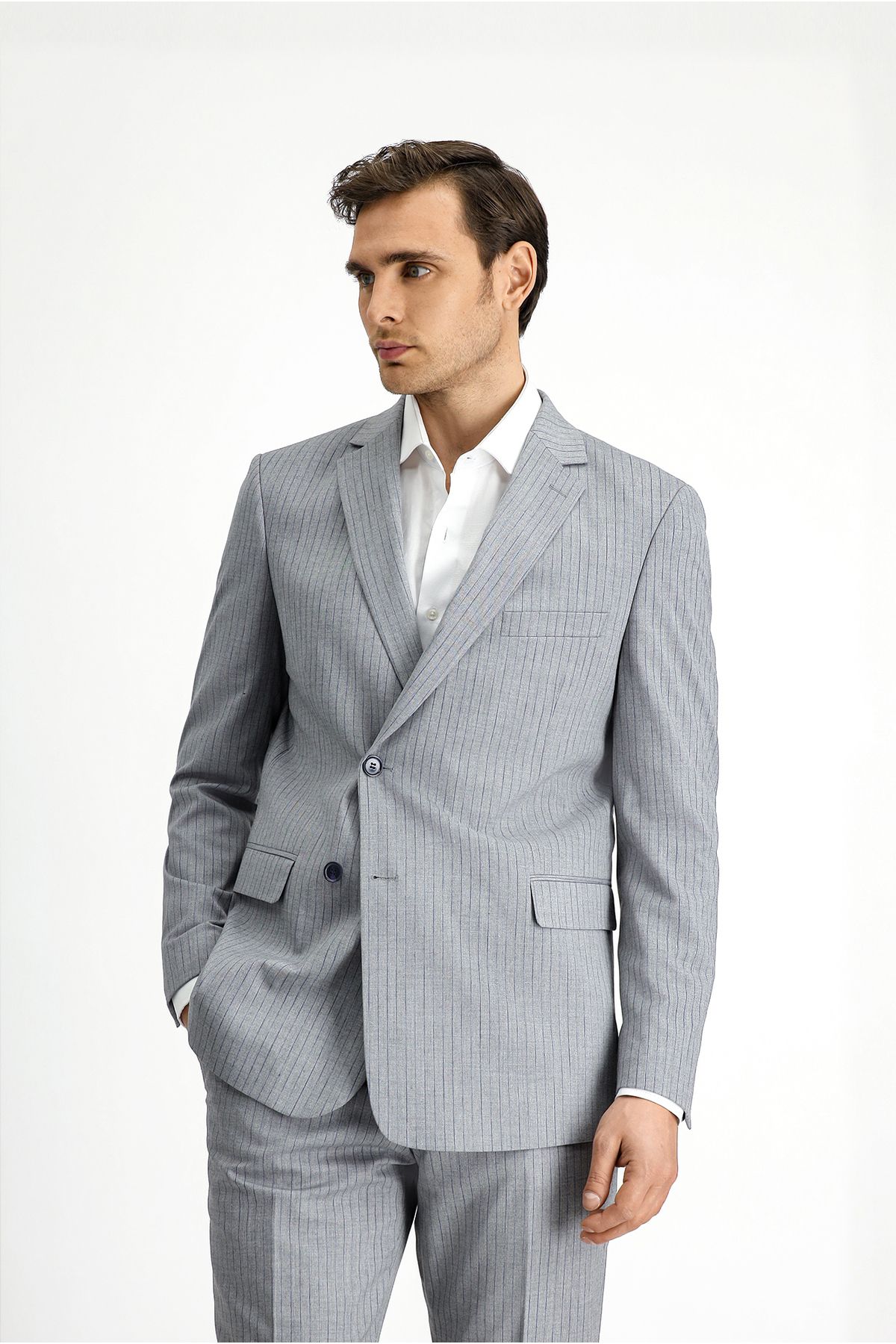 Kiğılı-Regular Fit Striped Double Breasted Suit 2