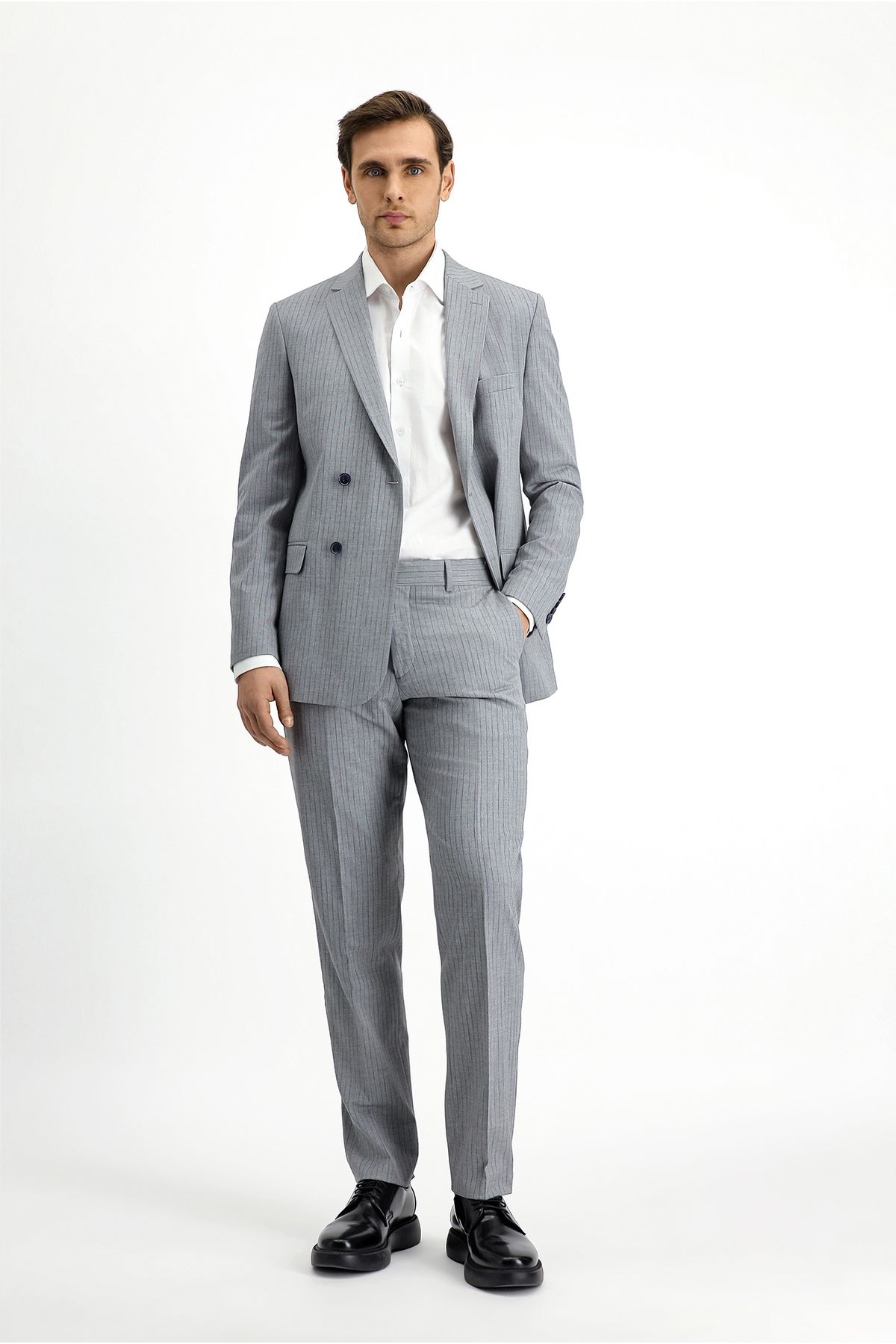 Kiğılı-Regular Fit Striped Double Breasted Suit 3
