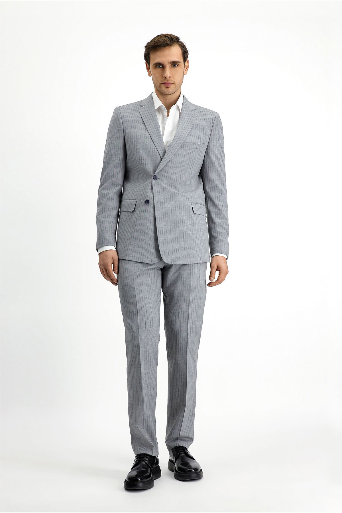 Kiğılı-Regular Fit Striped Double Breasted Suit 1