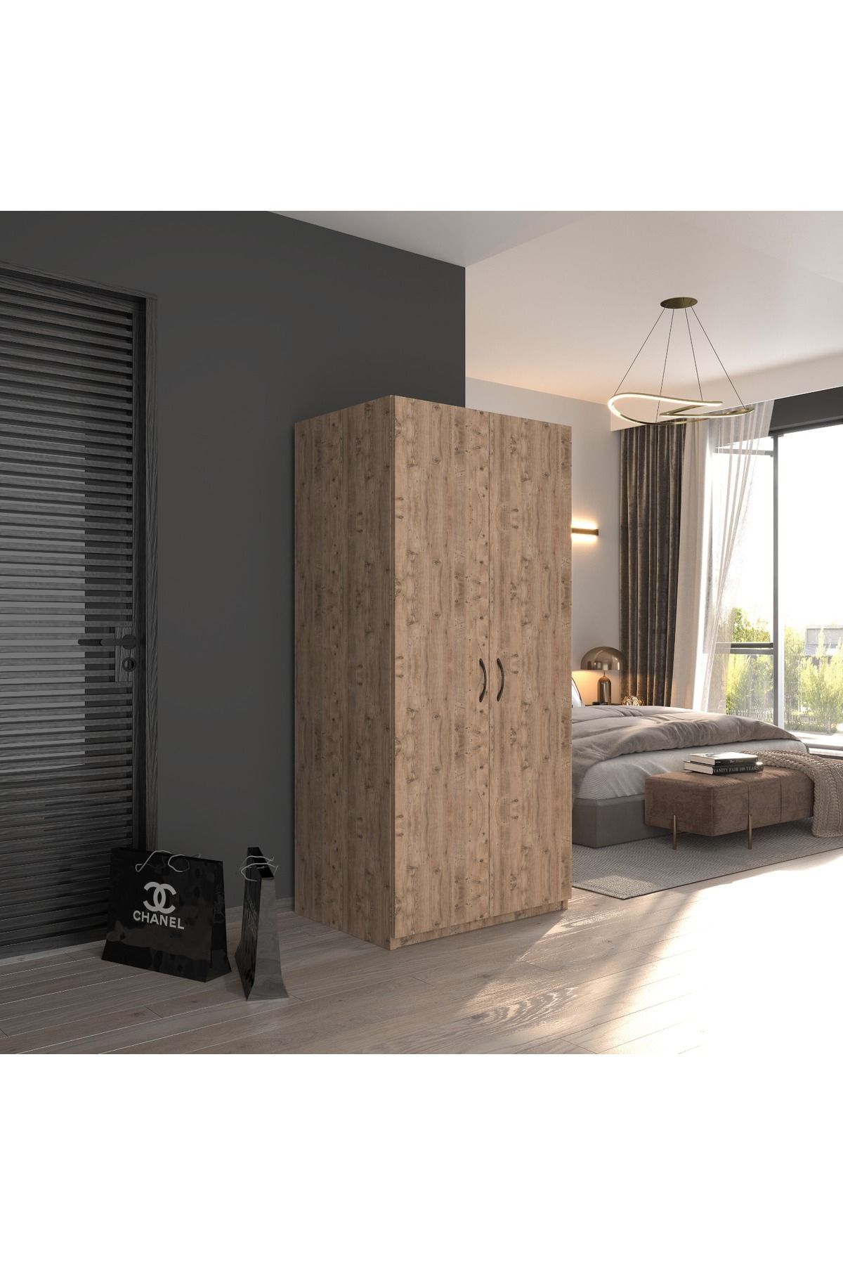 EVA İTHALAT modüleva 2 kapaklı elbise dolabı 175*78*41 atlantik çam
