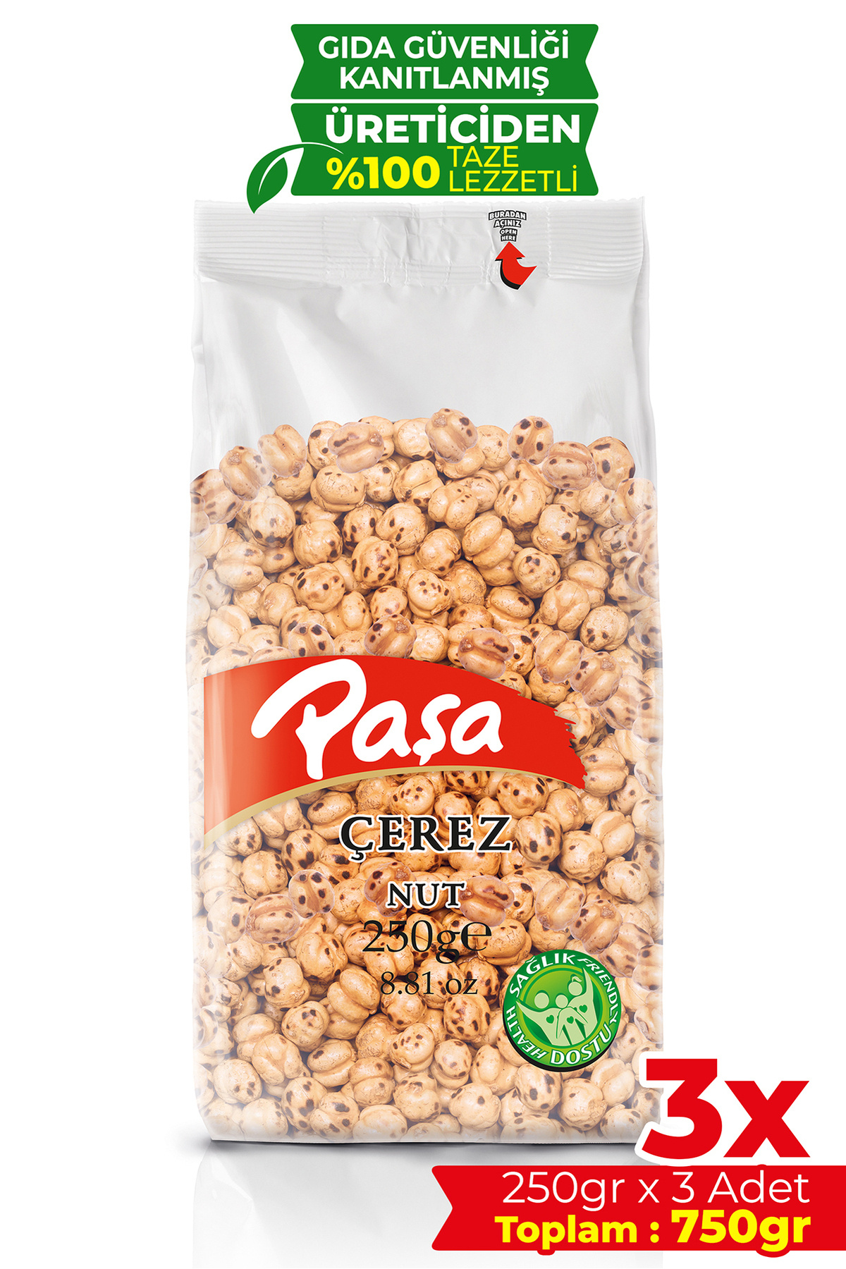 Paşa Çifte Kavrulmuş Sarı Leblebi 250 gr X 3 Adet 750 Gr)