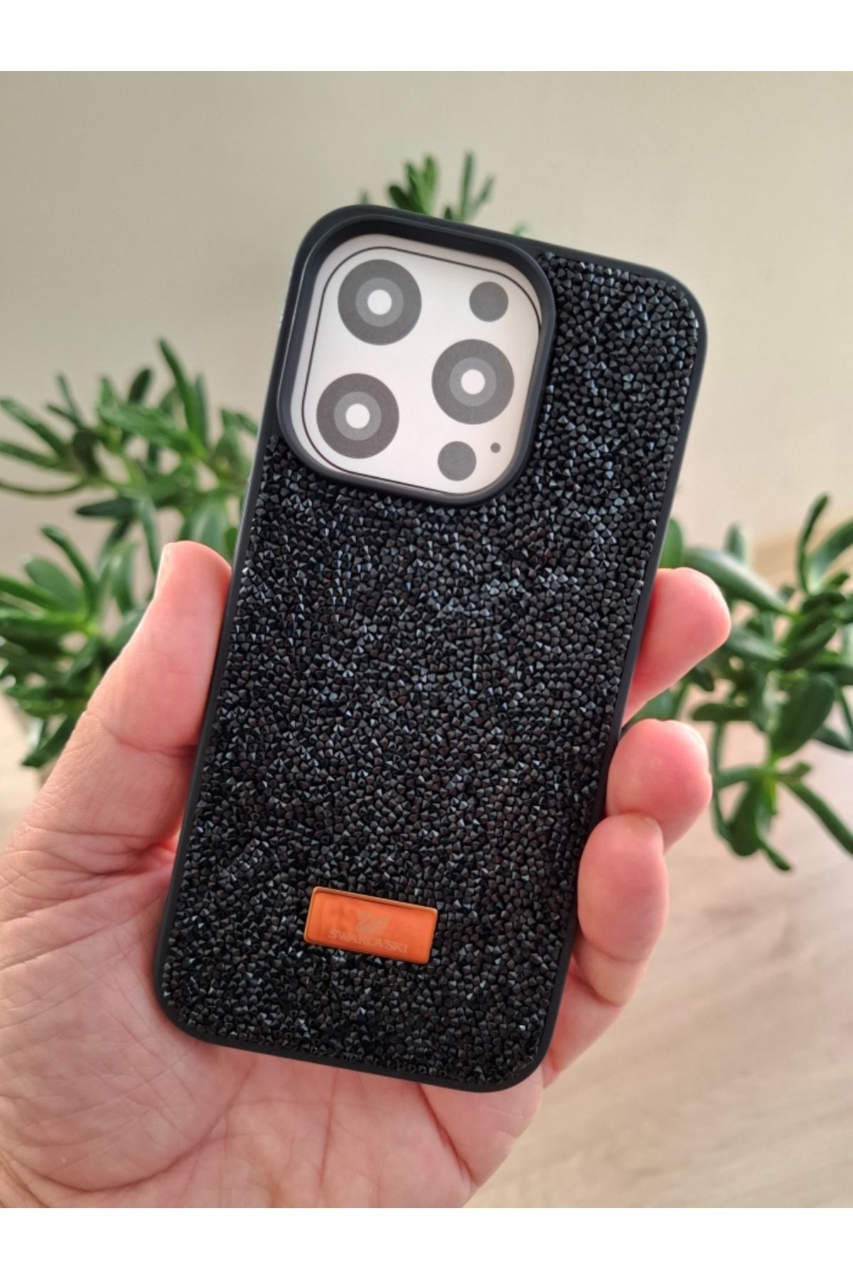 Techno iPhone 15 Pro Uyumlu Işıltılı Taşlı Kamera Çıkıntılı İçi Kadife Kaliteli Lüks Kılıf