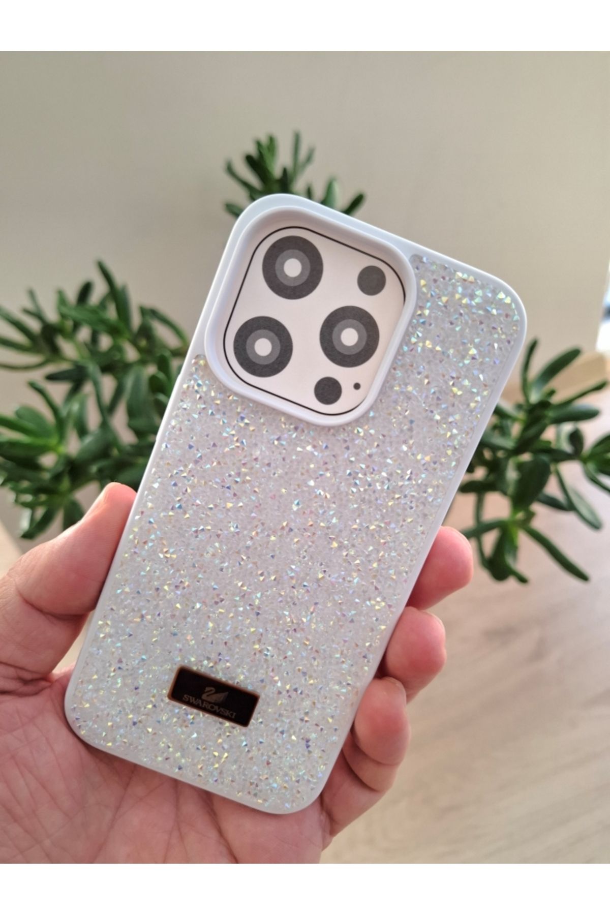 Techno iPhone 15 Pro Uyumlu Işıltılı Taşlı Kamera Çıkıntılı İçi Kadife Kaliteli Lüks Kılıf