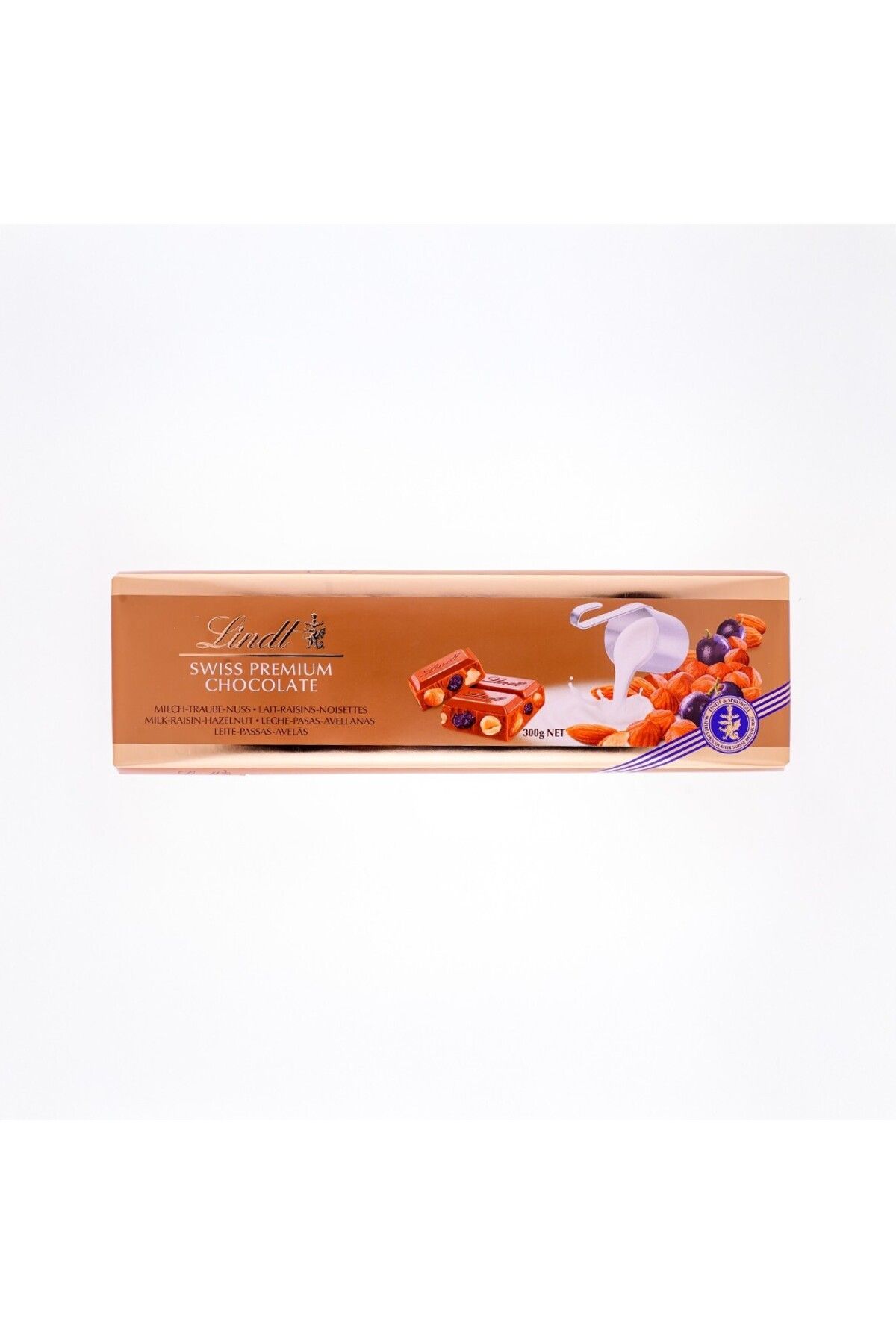 Lindt GOLD BAR MILK RAISIN HAZELNUT 300 GR