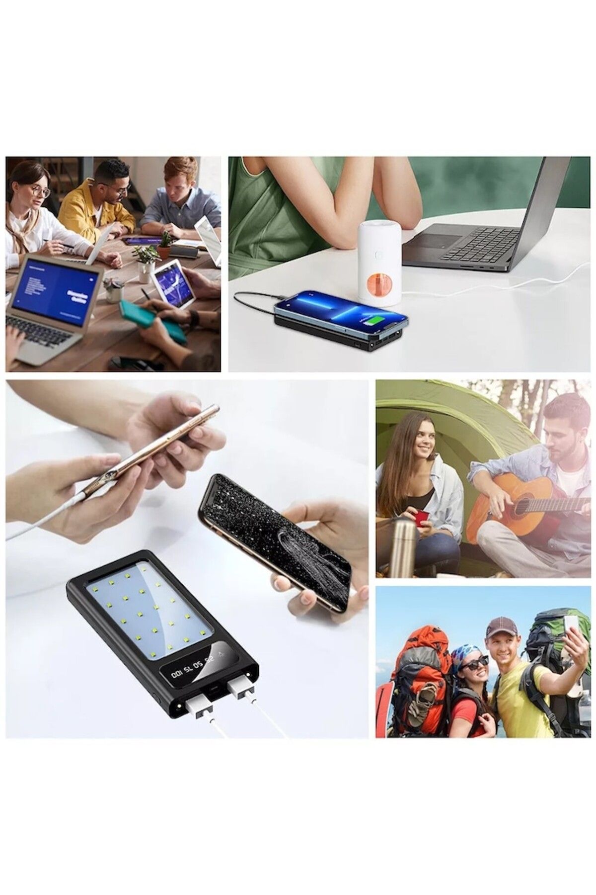 memumi-Power bank USB-A, Micro-USB, Lightning and Type-C with LED display 80000 mAh, Maxcell PJ0099, Black 3