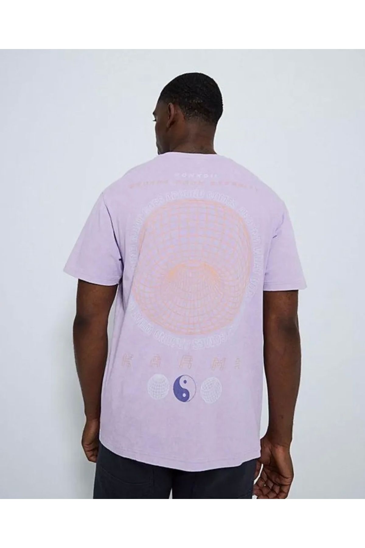 SADE Mor renk önü ve arkası baskılı oversize t-shirt