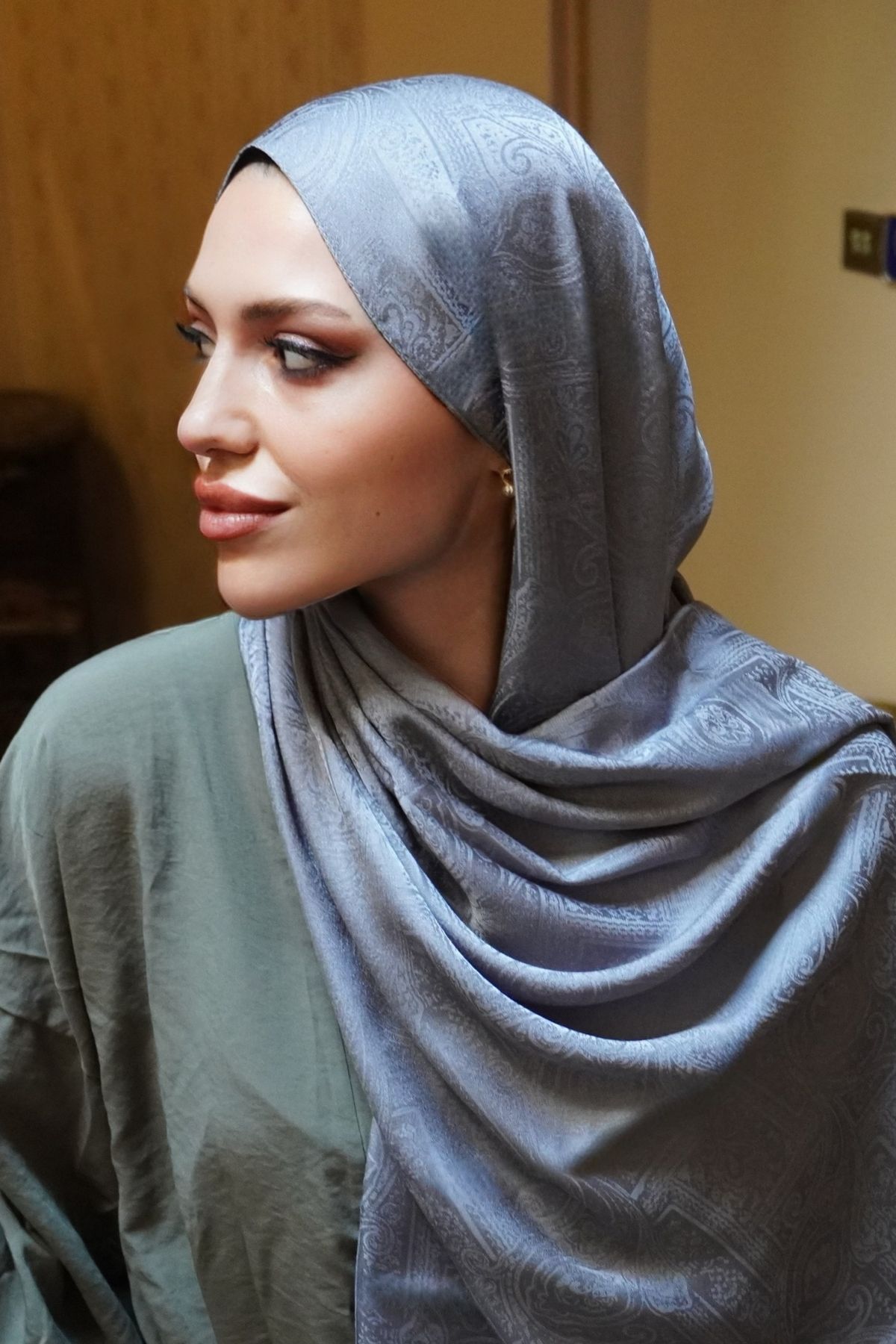 A/F fezah prive Etnik Monogram Desen Şal Gri