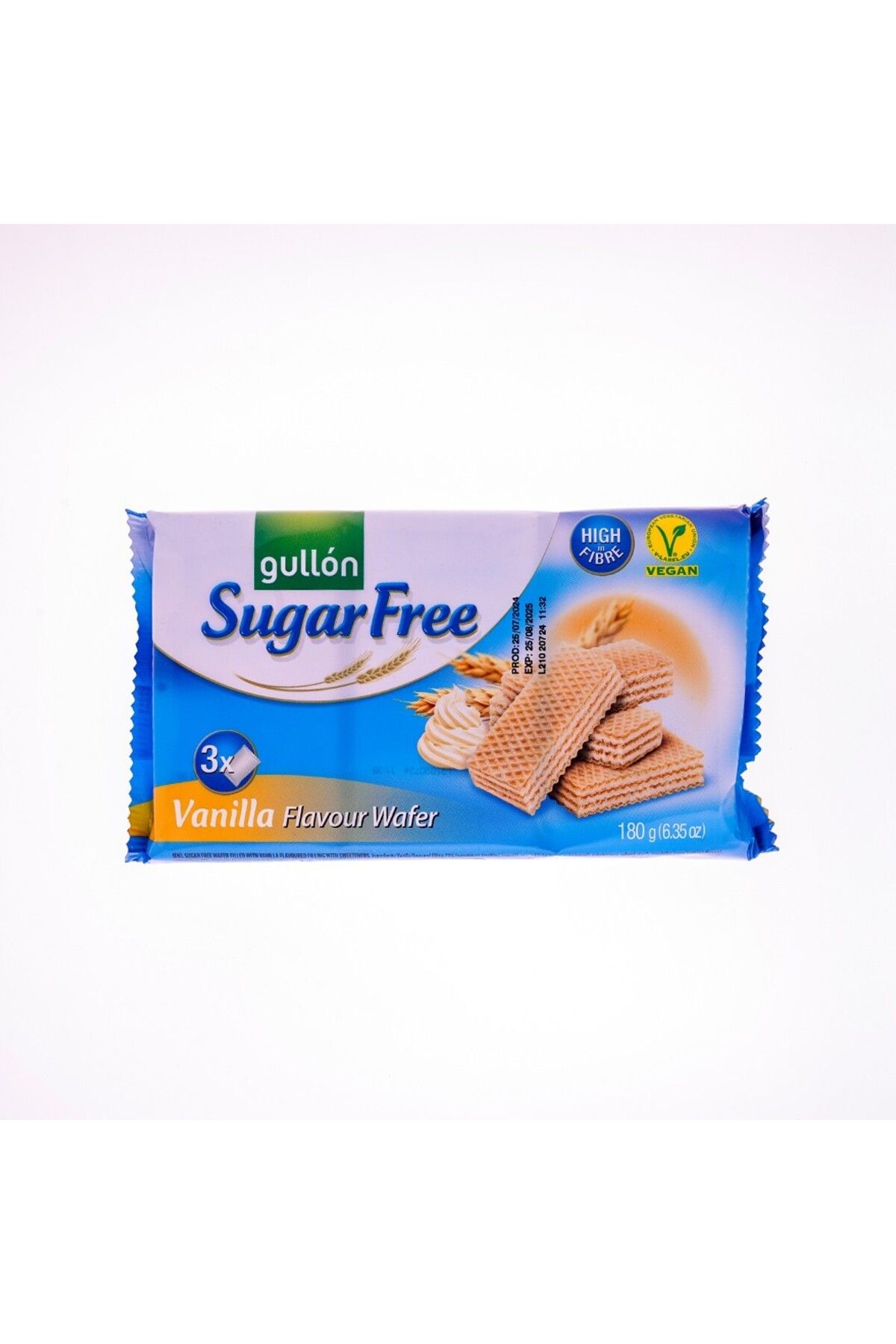 Gullon VANİLYA KREMA DOLGULU ŞEKERSİZ GOFRET 180 GR