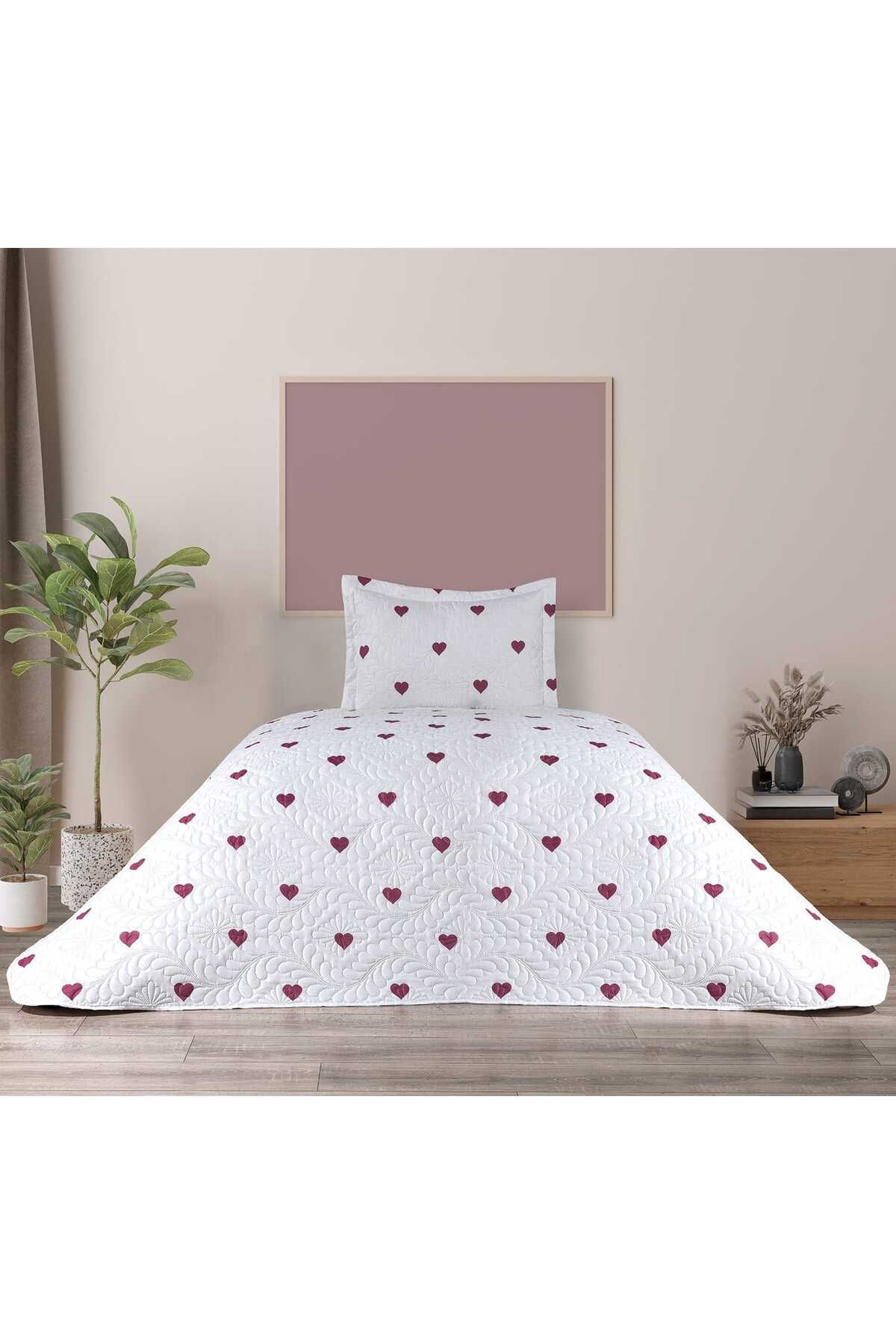d'niss home touch of nature in your home Love Çift Taraflı 2 Parça Tek Kişilik Yatak Örtüsü