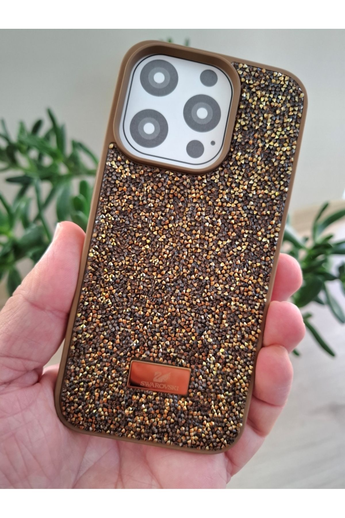 Techno iPhone 15 Pro Uyumlu Işıltılı Taşlı Kamera Çıkıntılı İçi Kadife Kaliteli Lüks Kılıf
