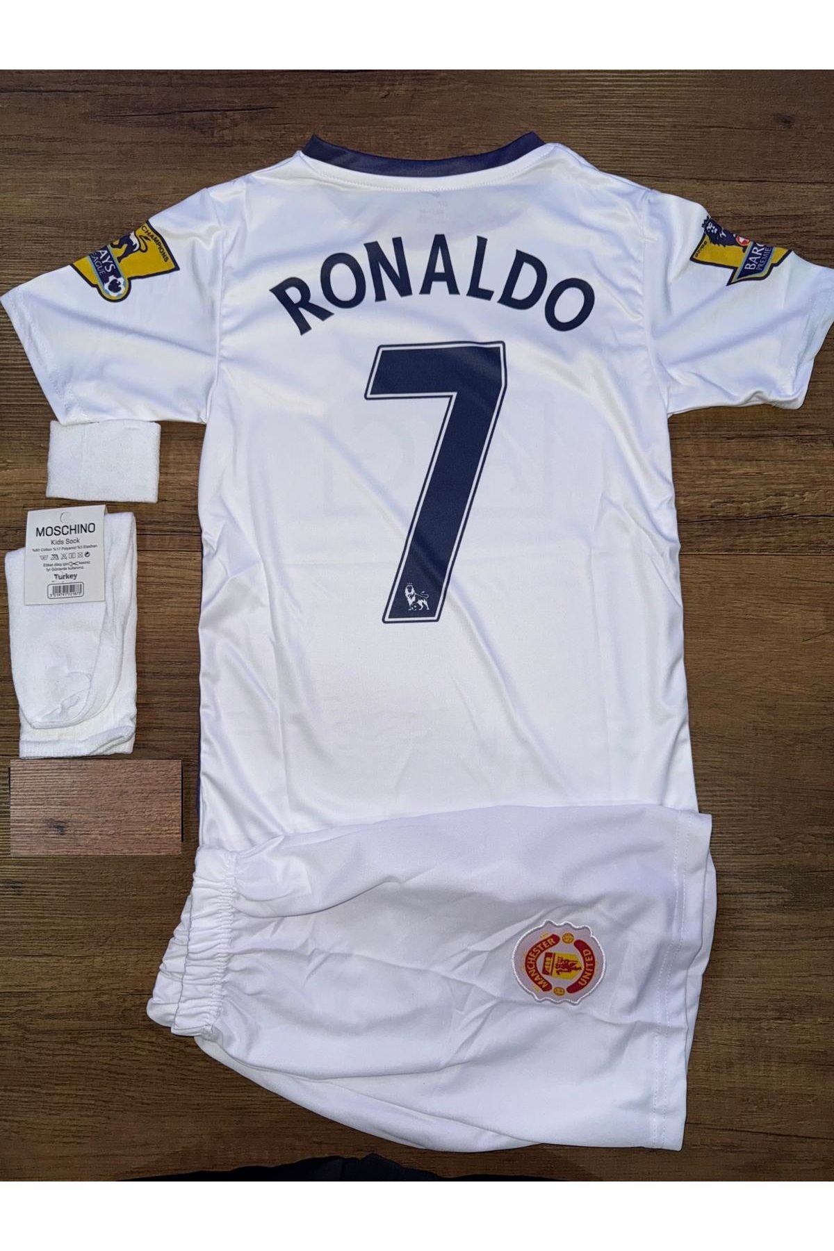 LUNA SPOR Ronaldo 2009 Roma Finali M.unıted Beyaz Çocuk Retro Forma Takımı 4.Lü Set