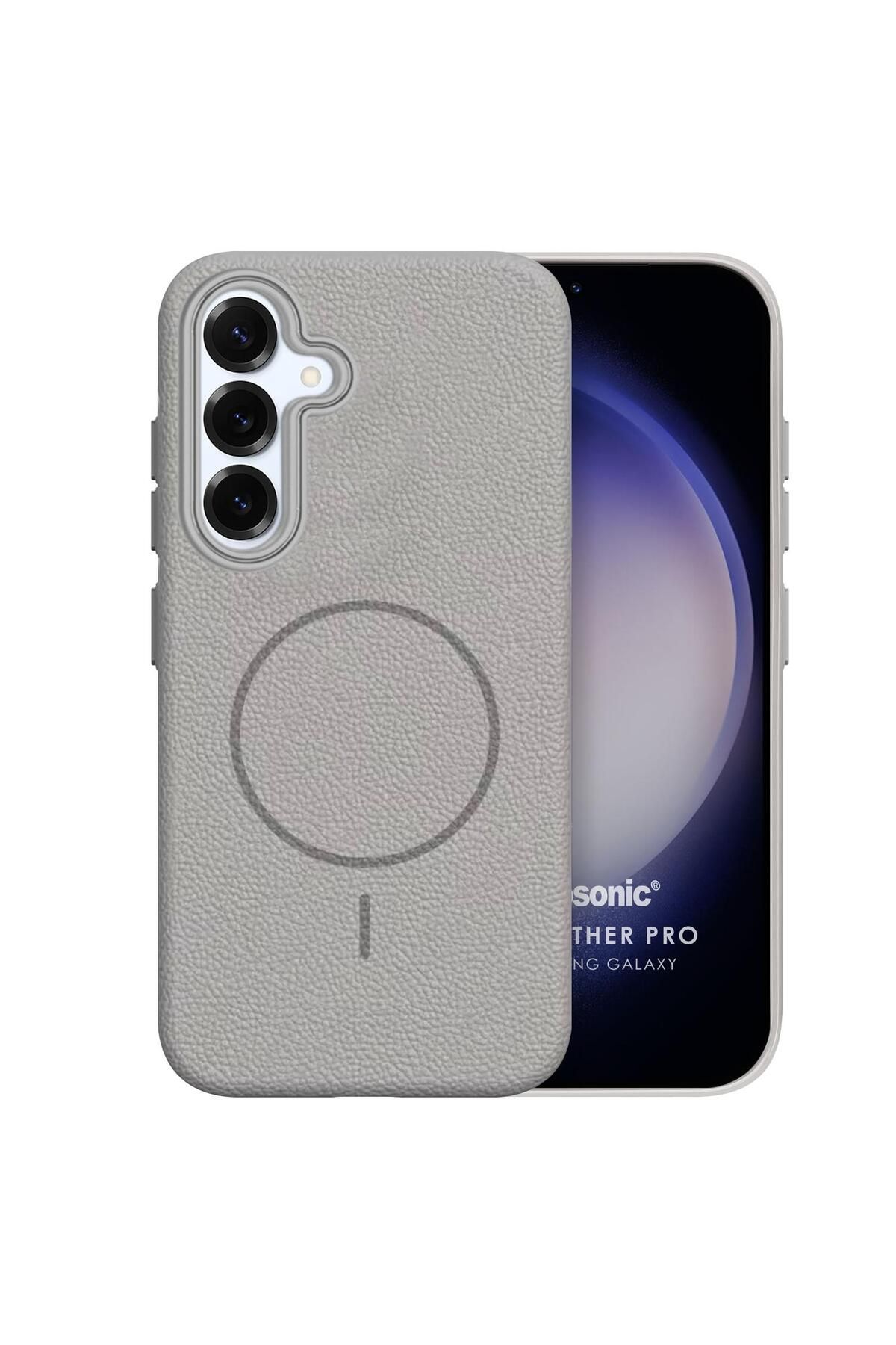 Microsonic Samsung Galaxy S24 Plus Kılıf MagLeather Pro Gri