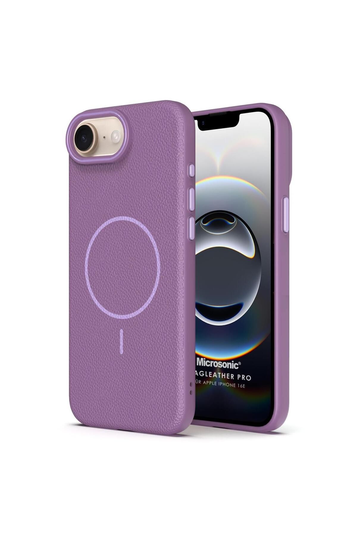 Microsonic Apple iPhone 16e Kılıf MagLeather Pro Lila