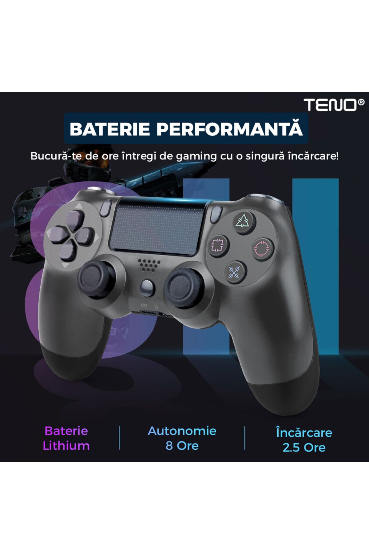 Teno-DoubleShock Teno® Wireless Controller, compatible with PS4, analog joysticks, metallic gray 5