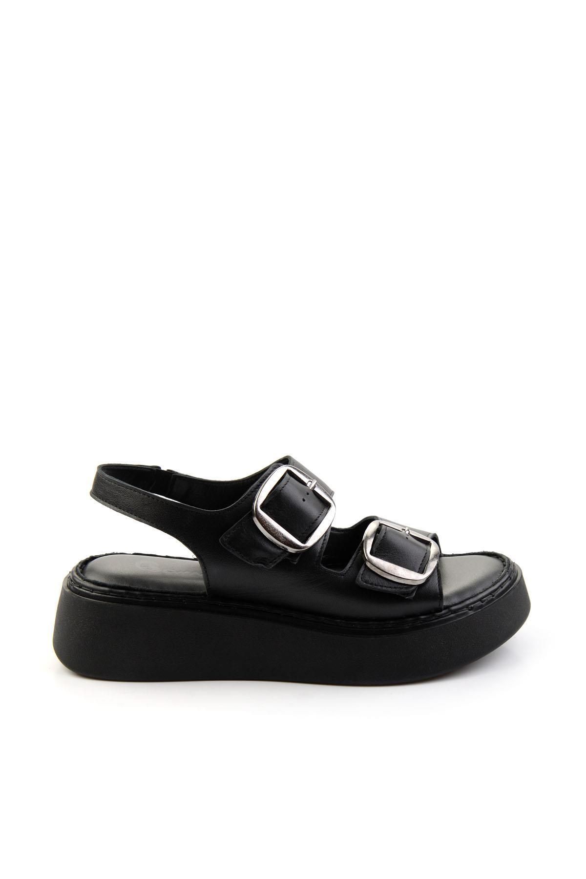 Bambi Siyah Leather Kadın Sandalet K05299117803